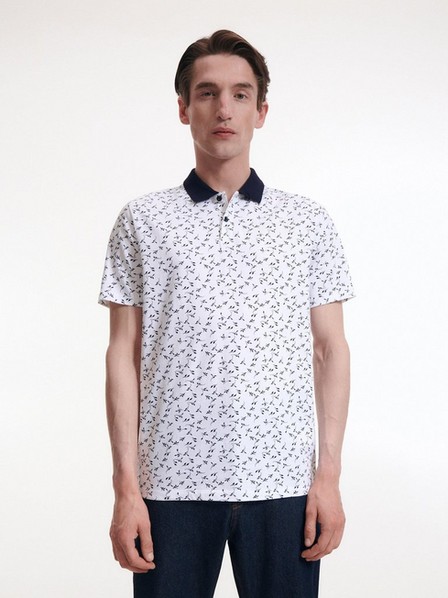 Reserved - White Regular Polo Shirt With A Print