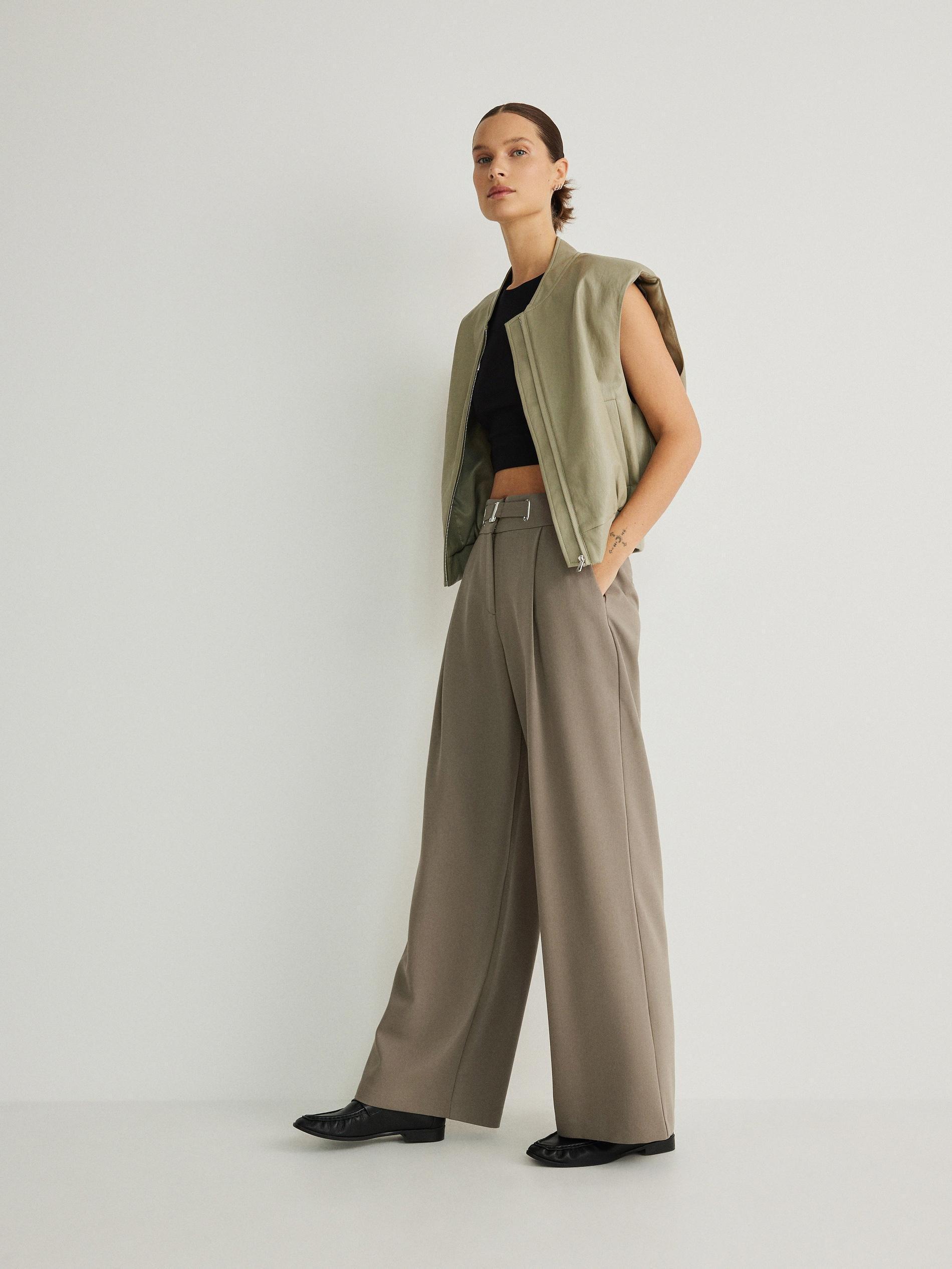 Green Wide Leg Trousers, , large image number 1