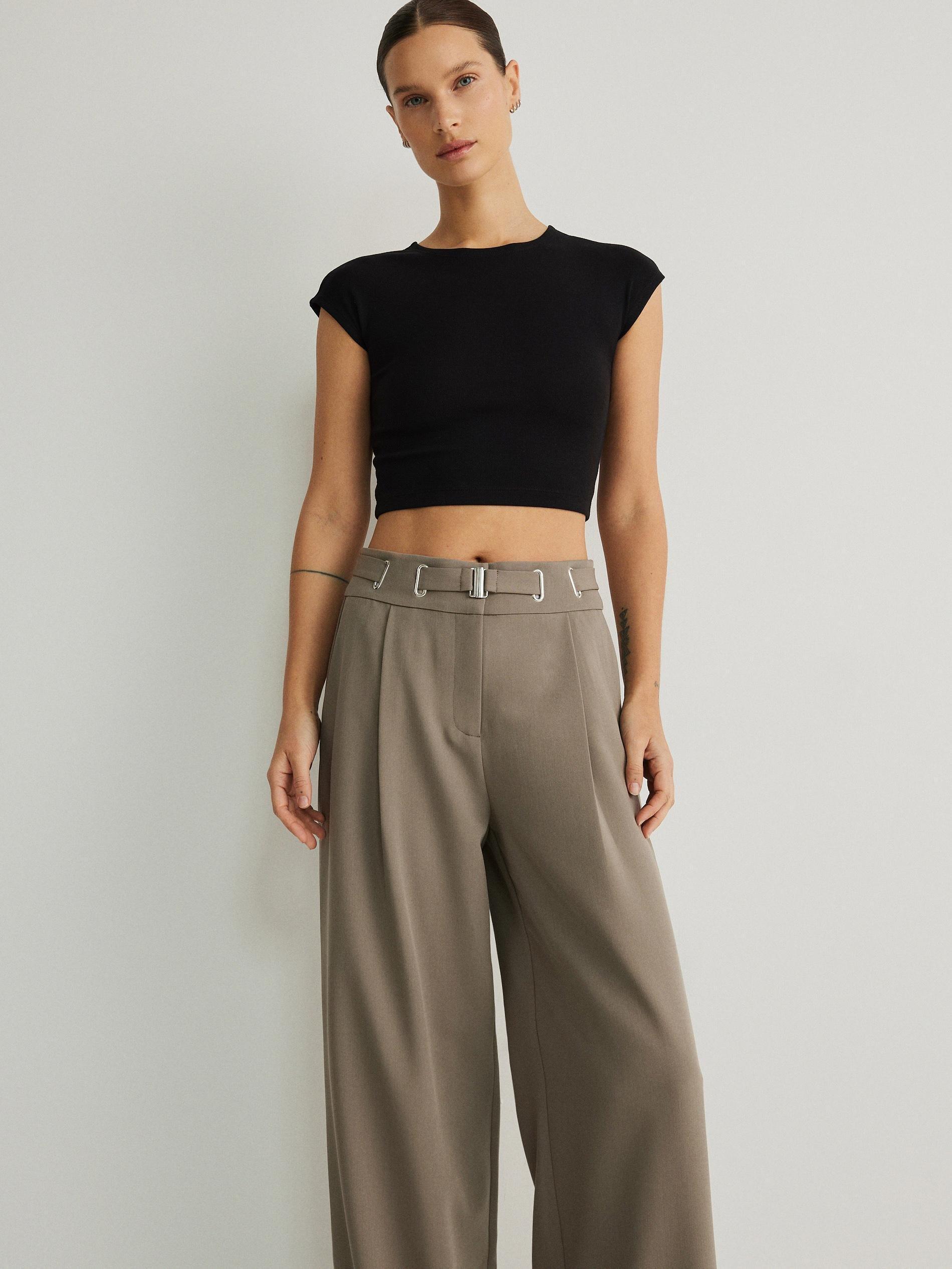 Green Wide Leg Trousers, , large image number 2