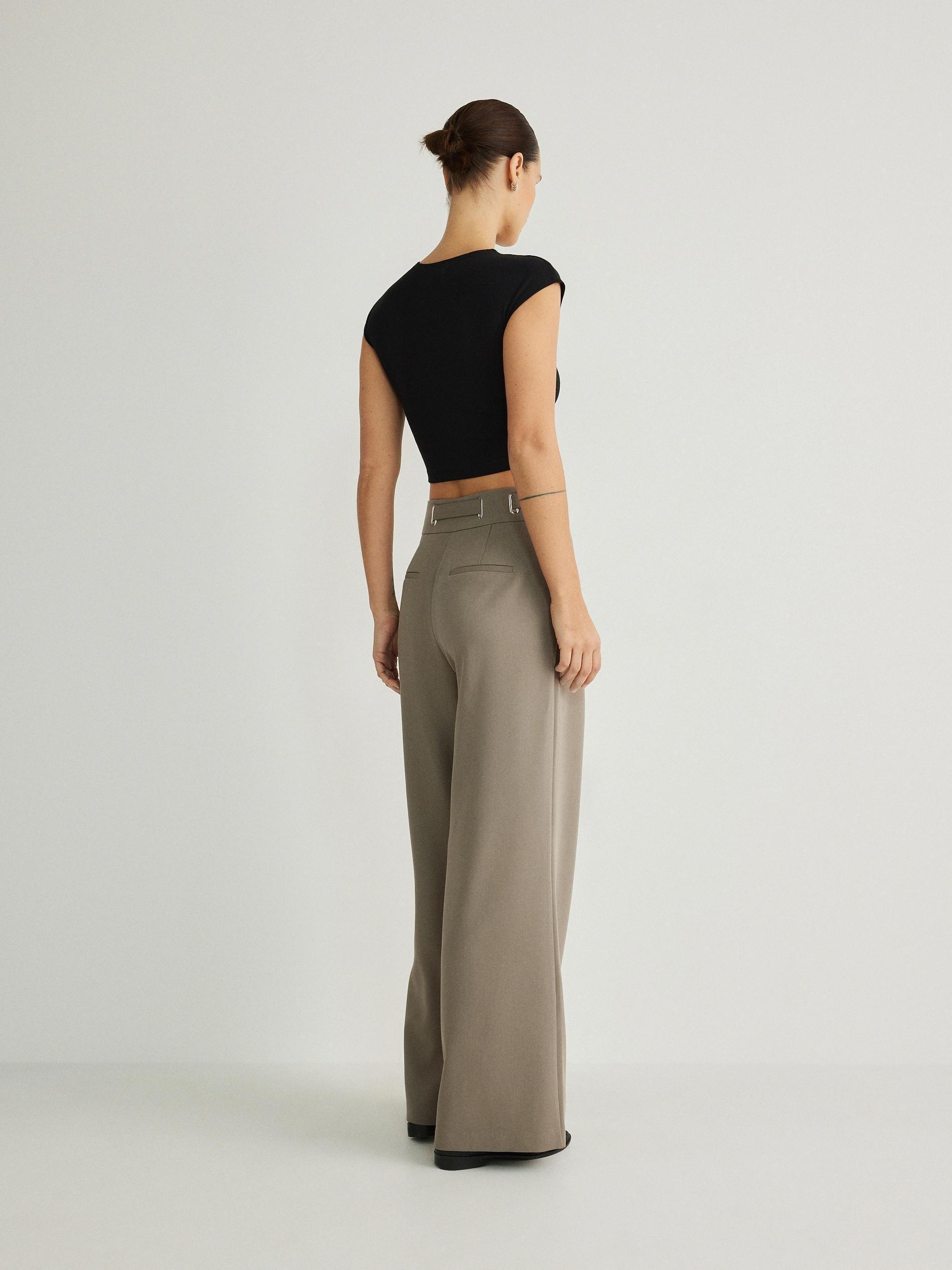 Green Wide Leg Trousers, , large image number 3