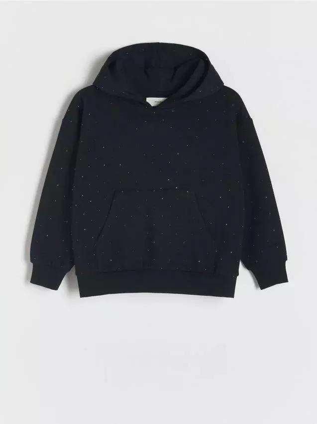 BLACK Sweatshirt with cubic zirconias, , large image number 0