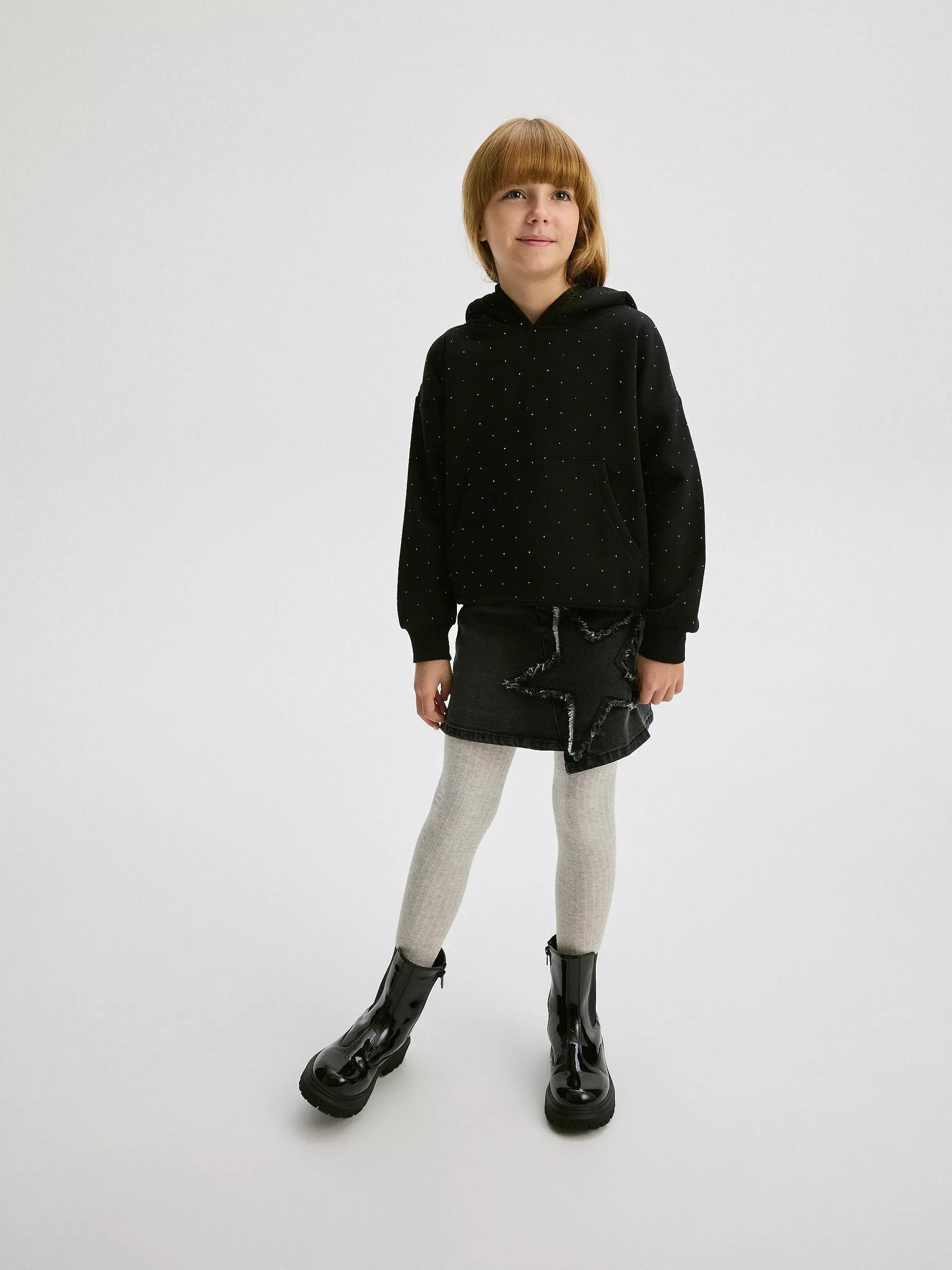 BLACK Sweatshirt with cubic zirconias, , large image number 2