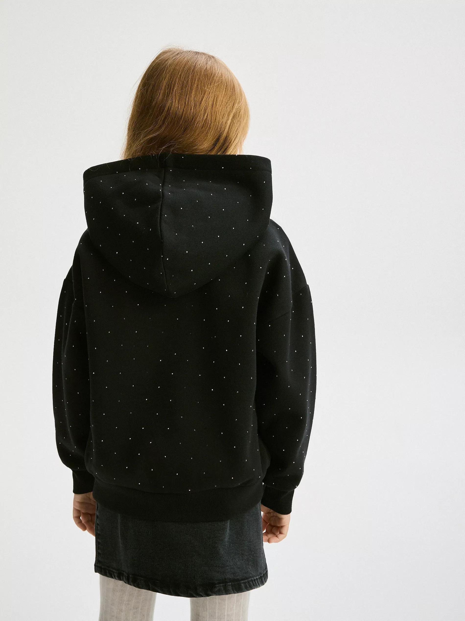 BLACK Sweatshirt with cubic zirconias, , large image number 4