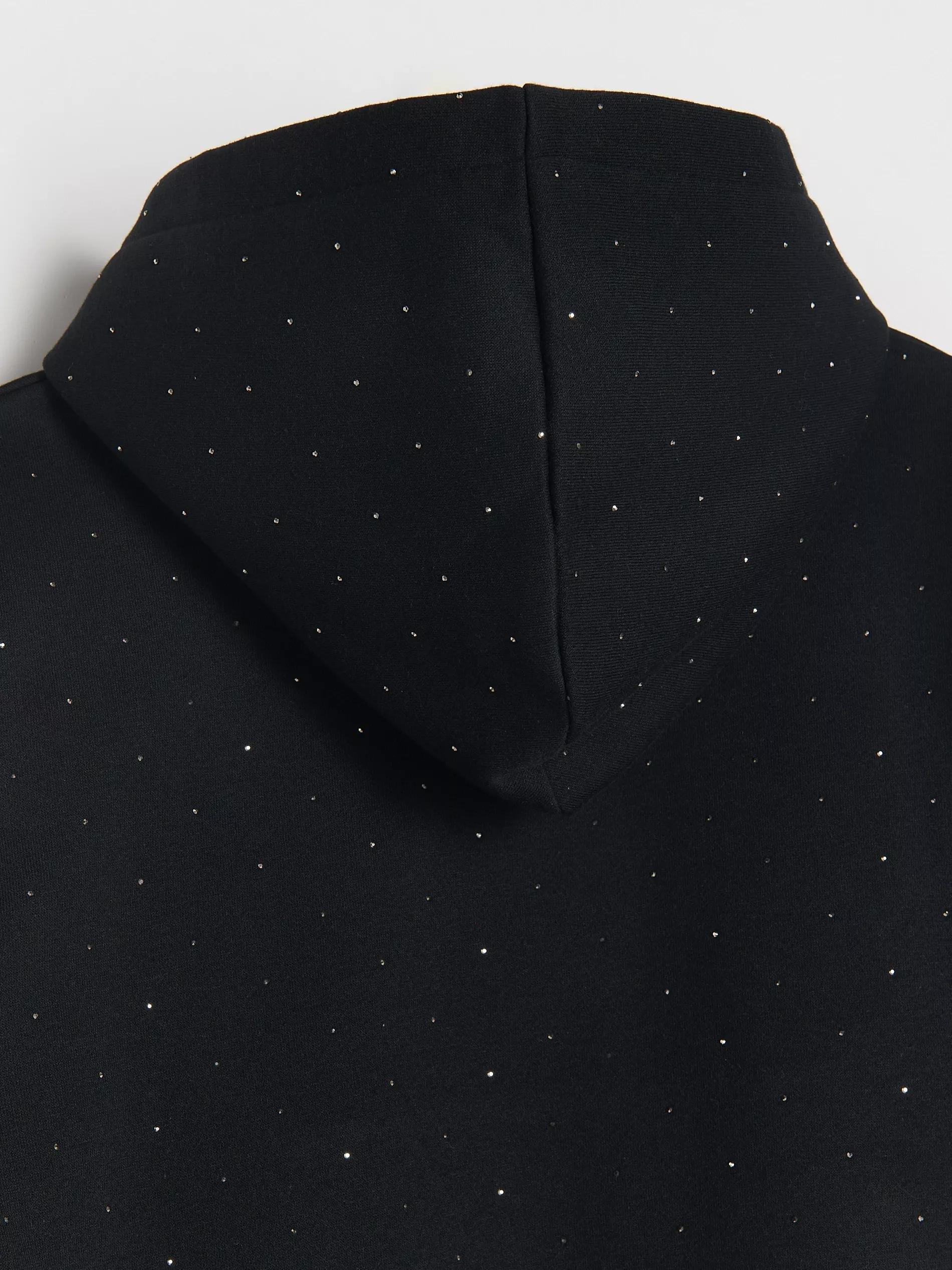 BLACK Sweatshirt with cubic zirconias, , large image number 5