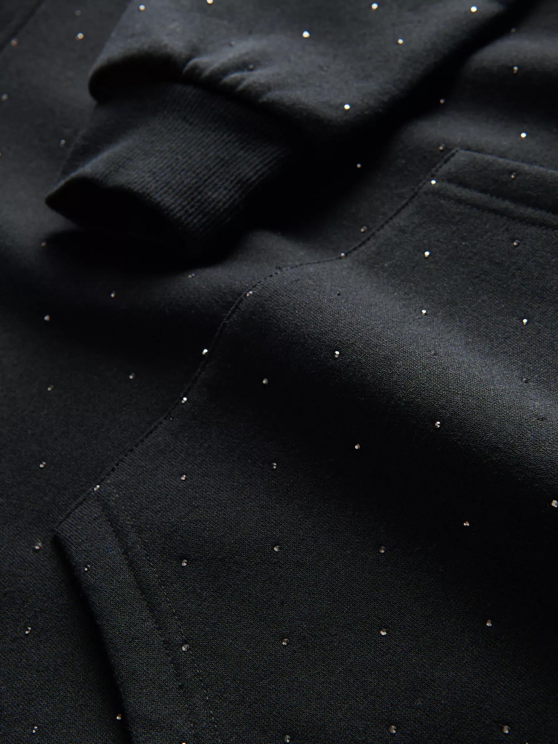 BLACK Sweatshirt with cubic zirconias, , large image number 6