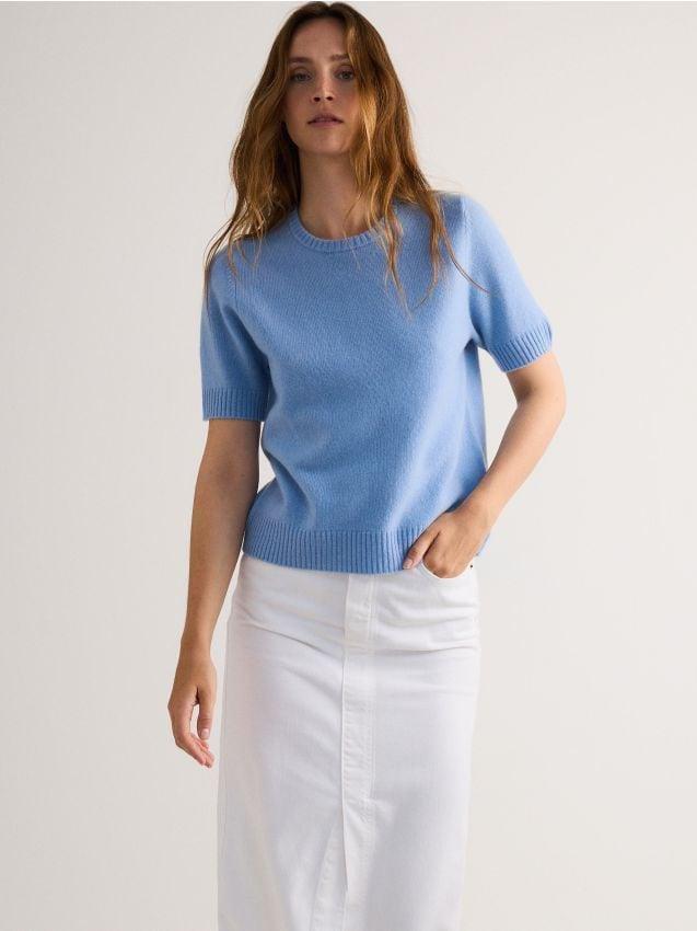 Blue Short Sleeve Jumper, , large image number 0