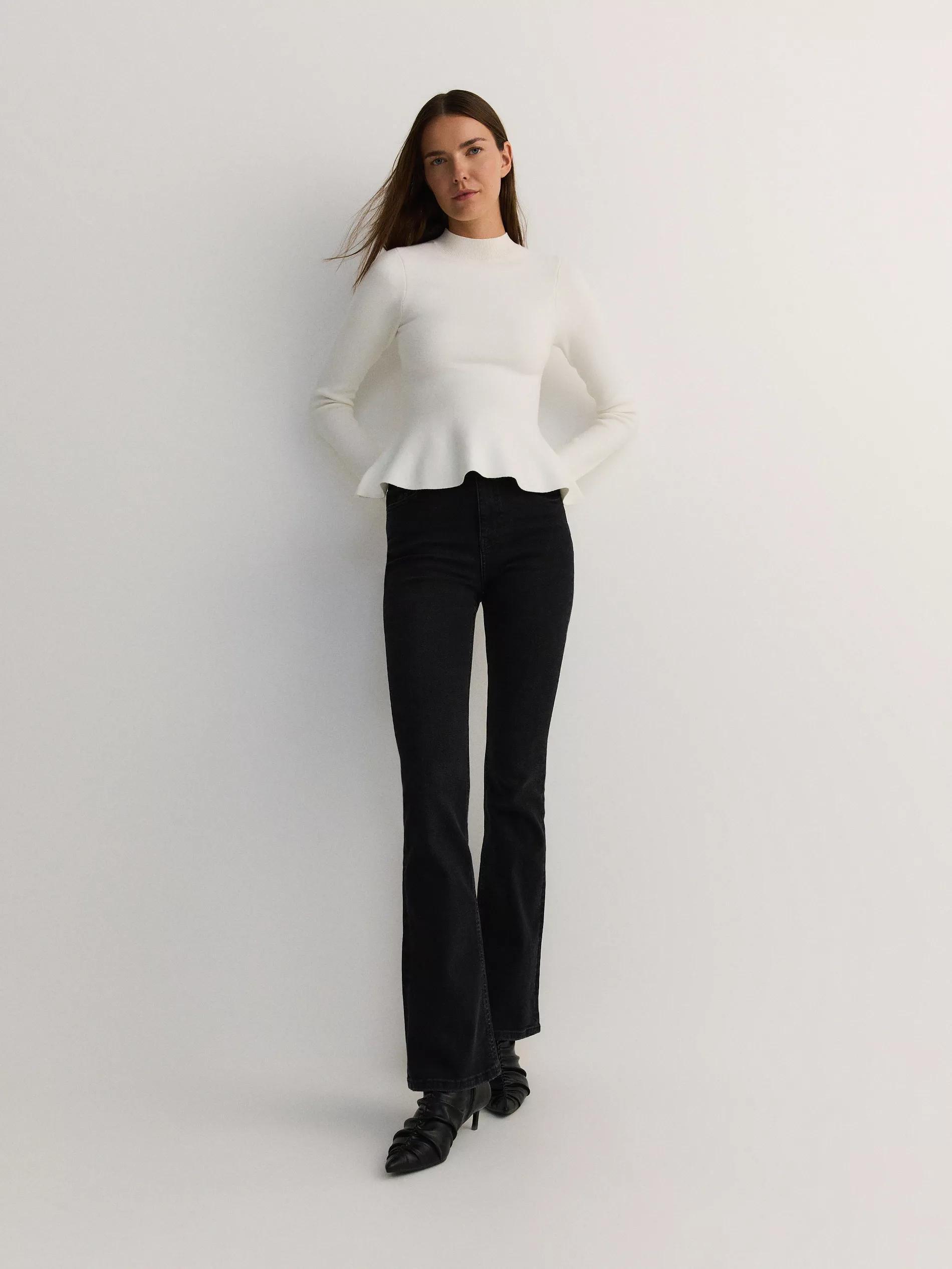 Cream Peplum Sweater, , large image number 2