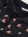 Reserved - Black Polo Shirt With A Festive Motif, Men