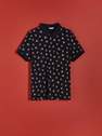 Reserved - Black Polo Shirt With A Festive Motif, Men