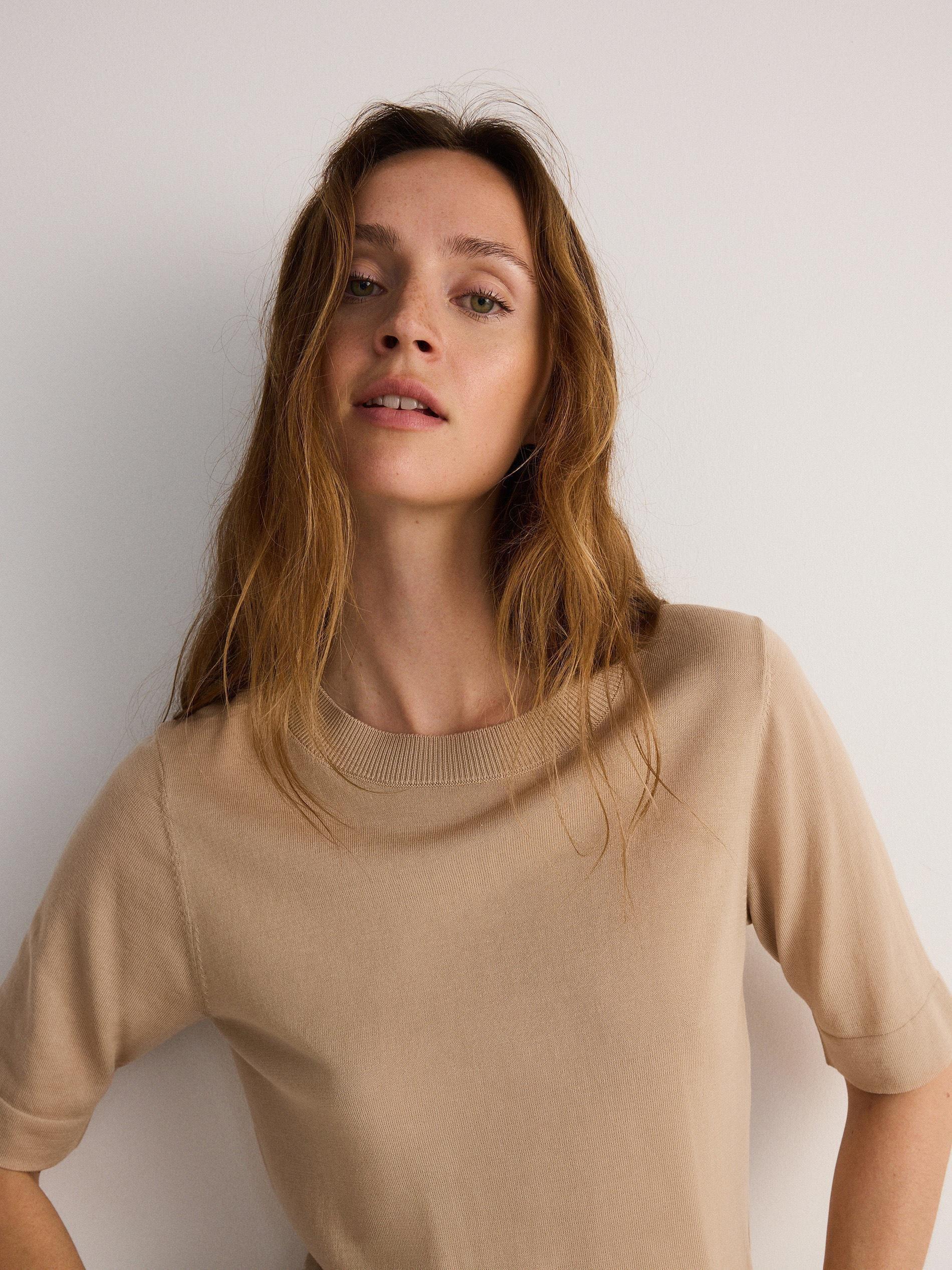 Beige Silk Blend Blouse, , large image number 1