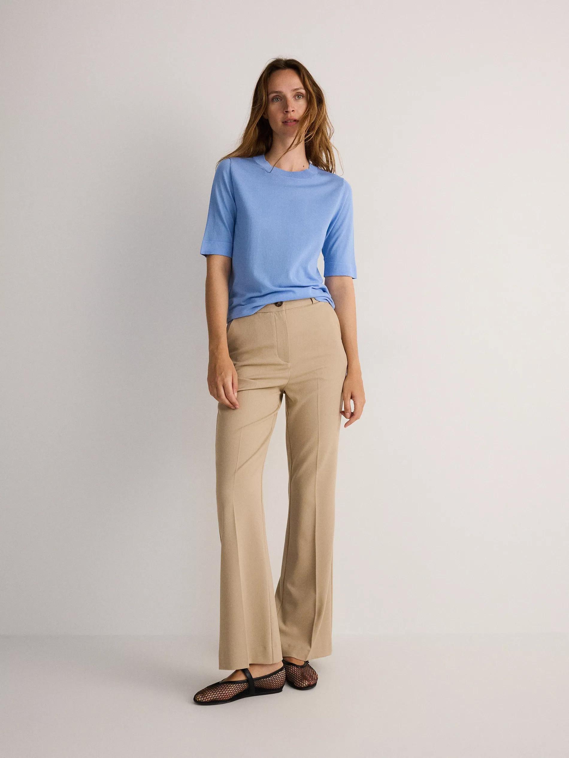 Blue Silk Blend Blouse, , large image number 4