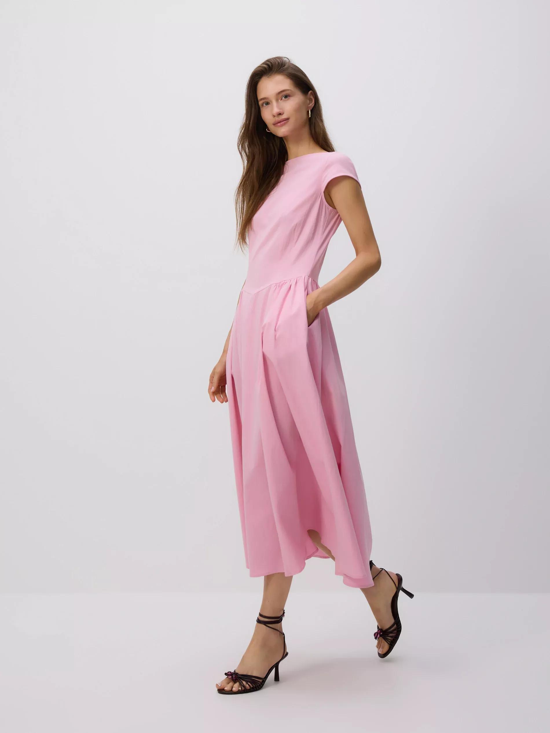 Pink Midi Dress With Pleats, , large image number 3