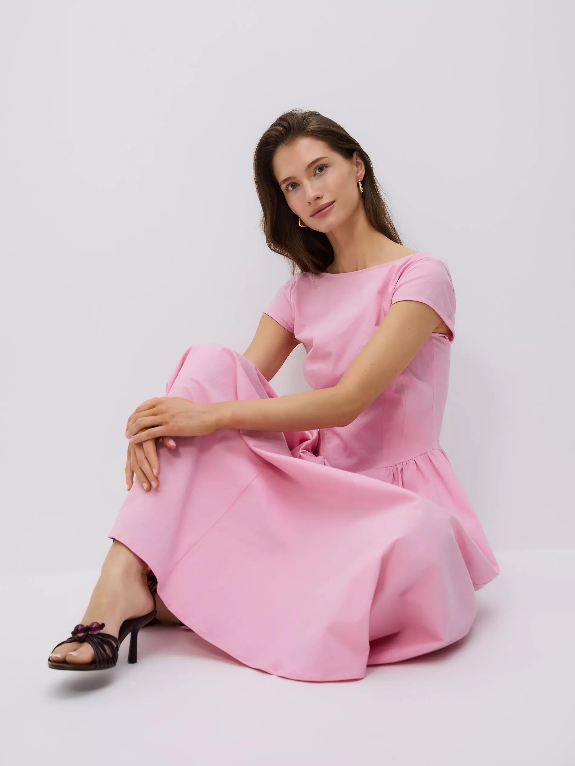 Pink Midi Dress With Pleats, , large image number 4