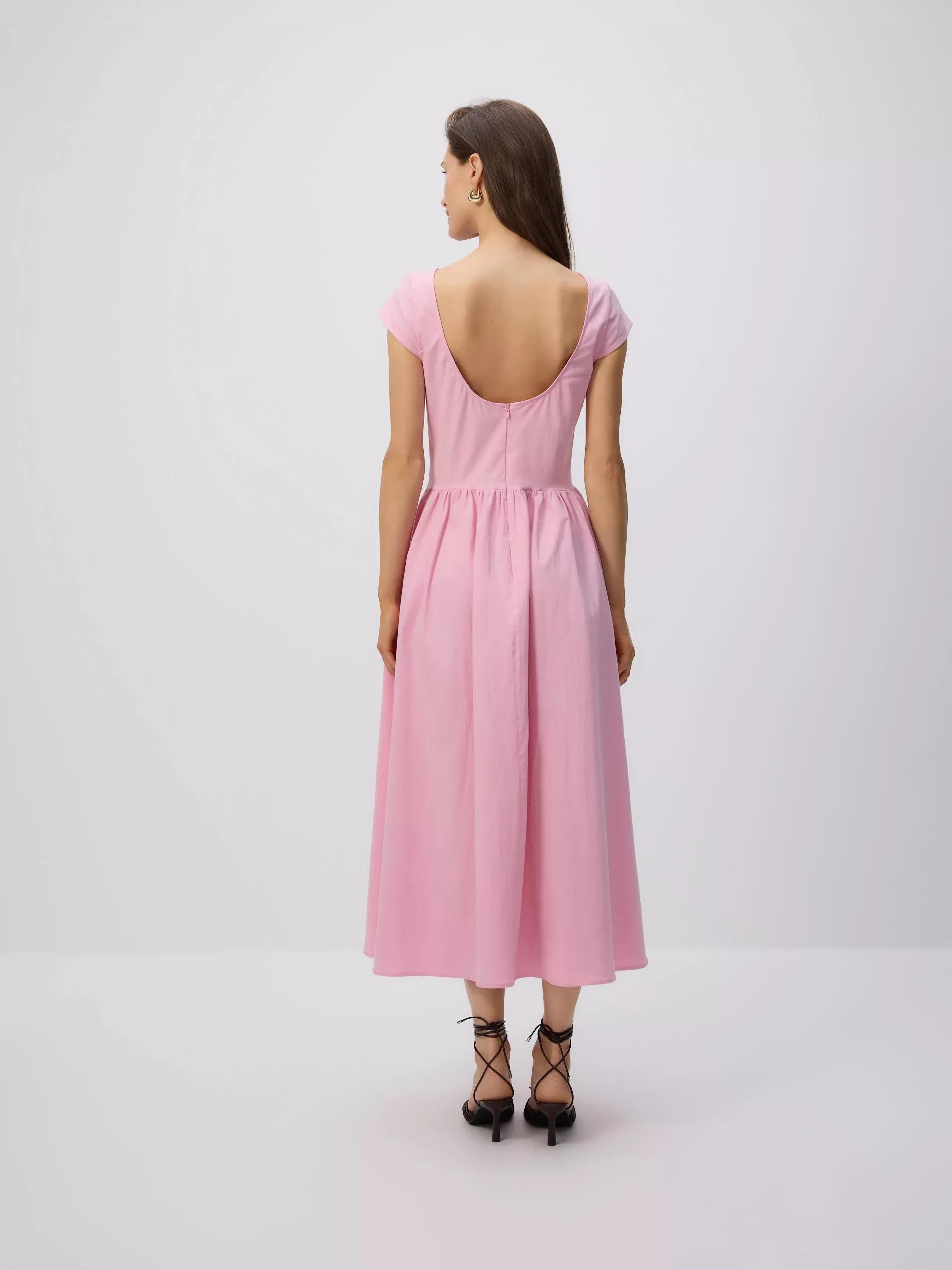 Pink Midi Dress With Pleats, , large image number 5