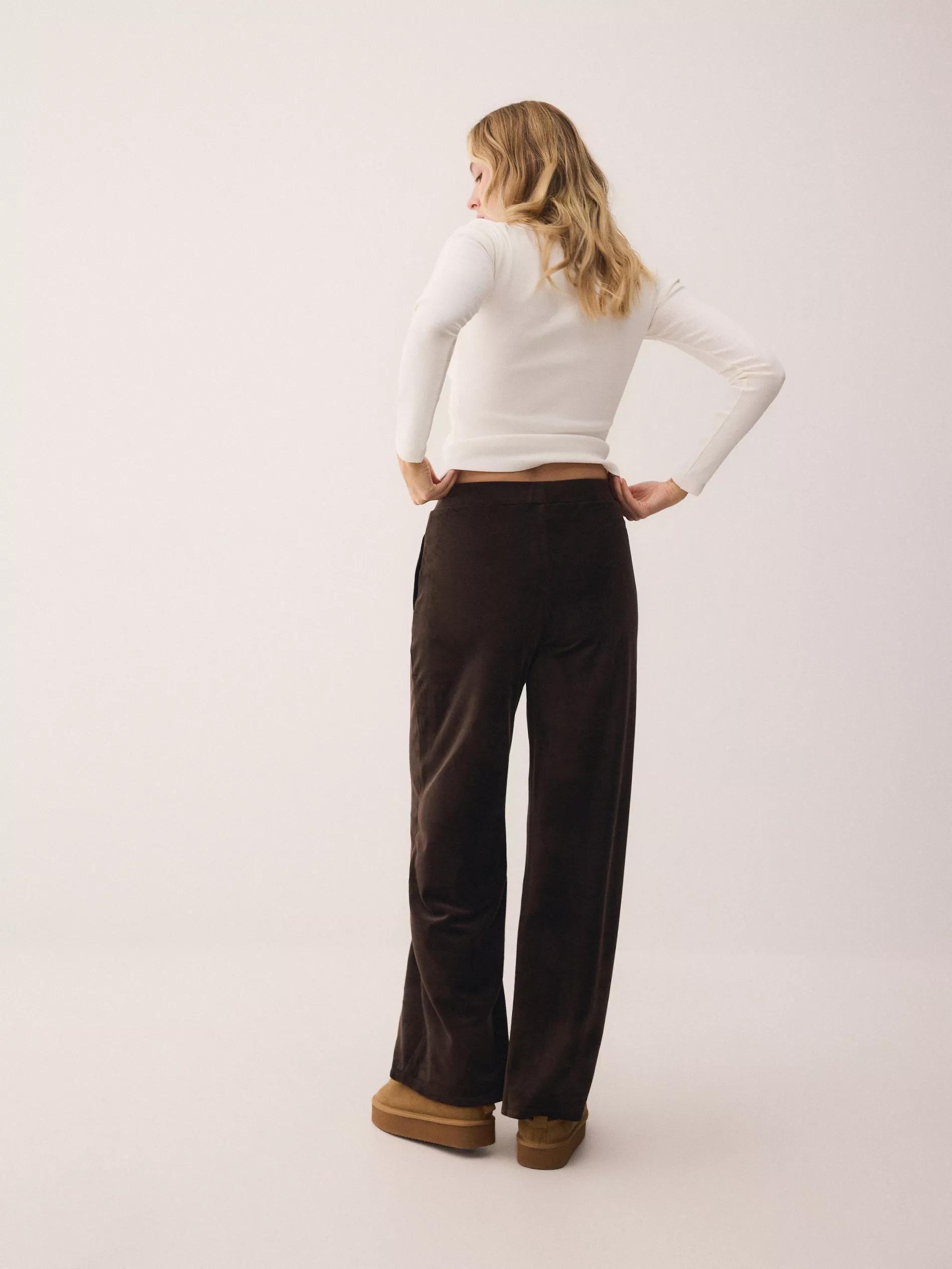 Brown Velour Trousers, Brown, large image number 2