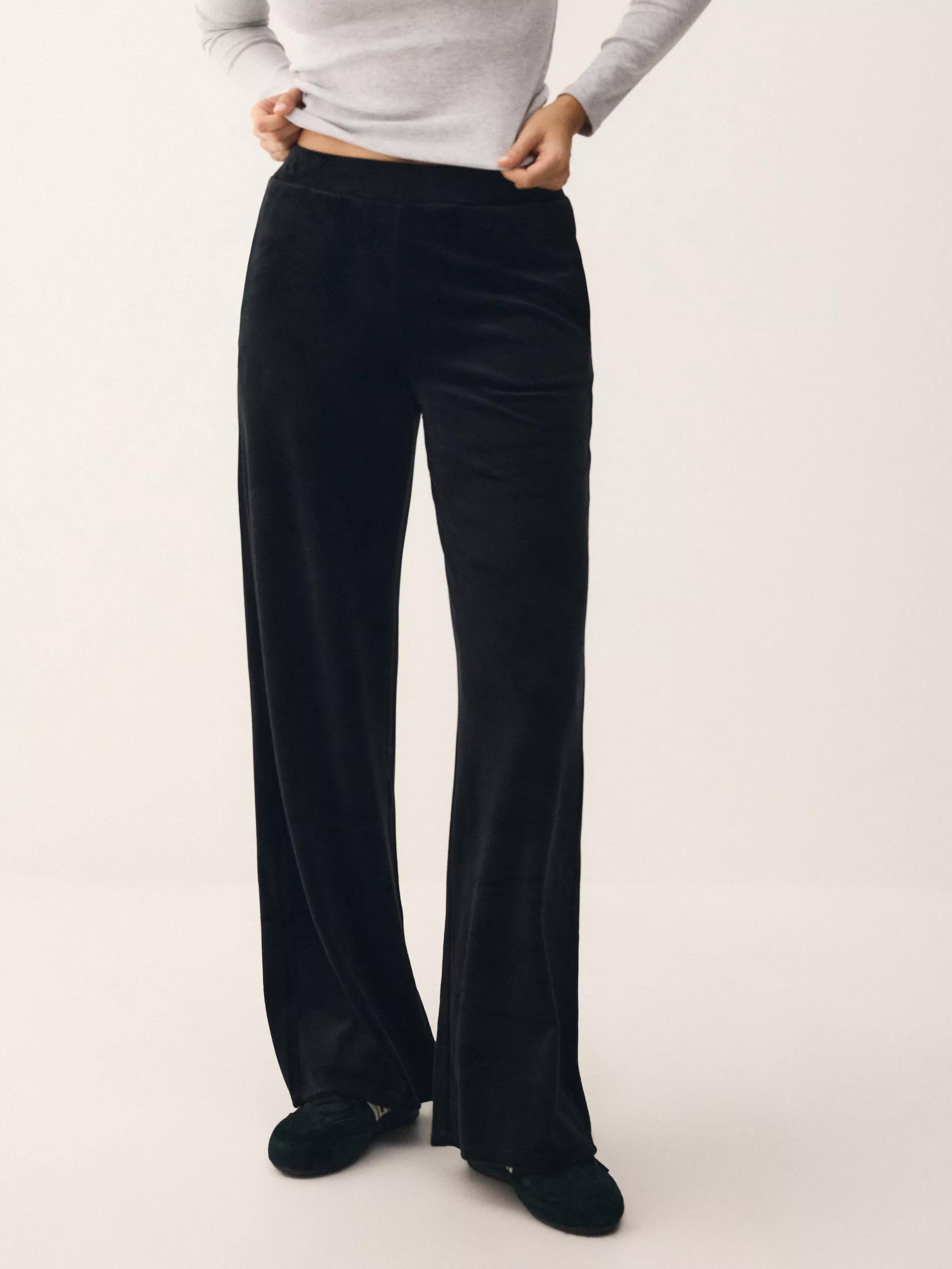 Black Velour Trousers, Black, large image number 0