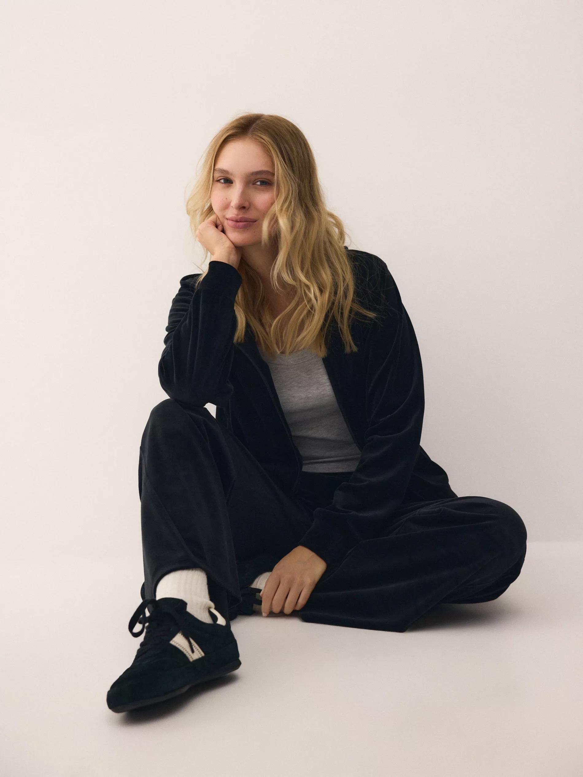 Black Velour Trousers, Black, large image number 2