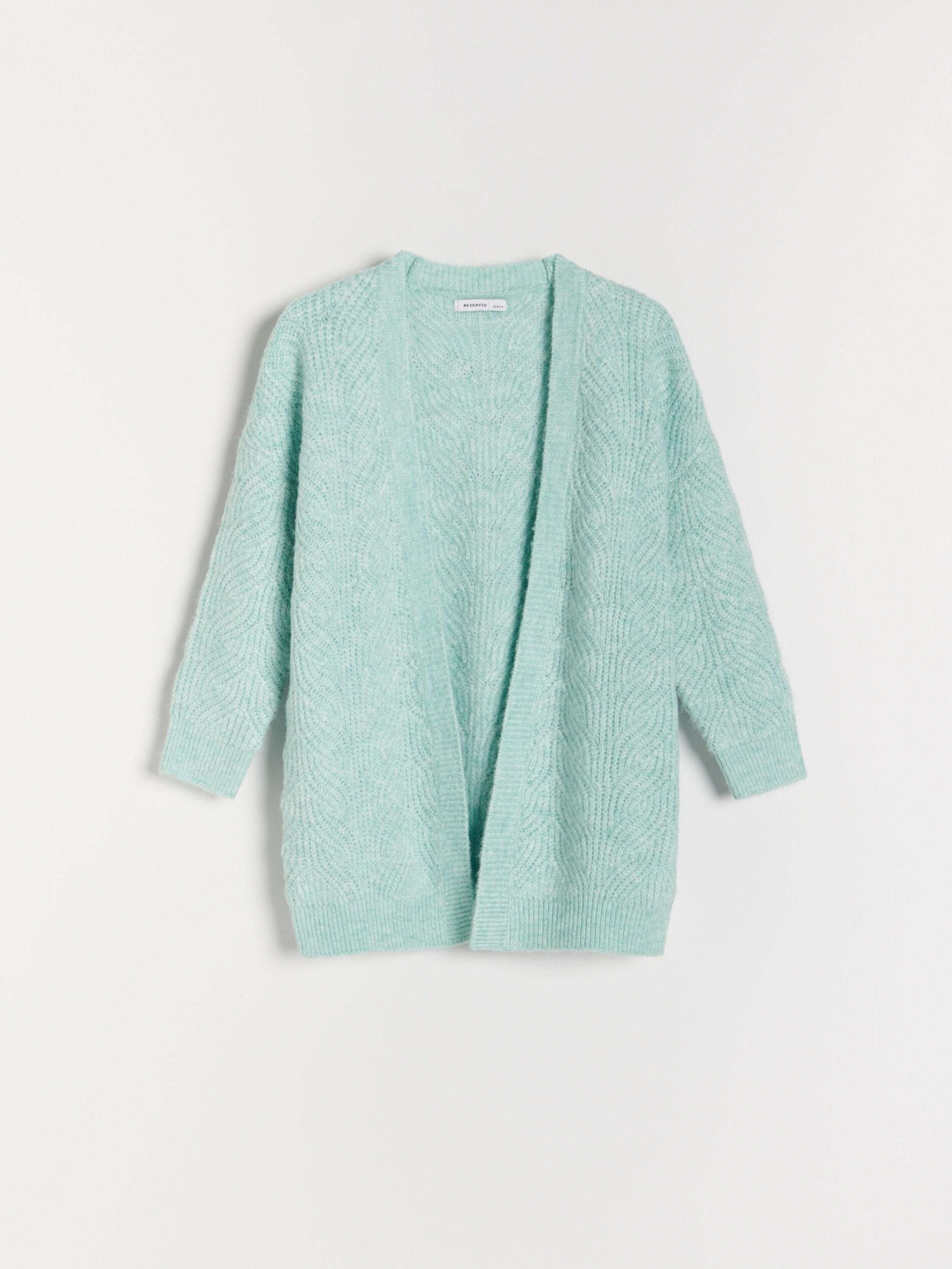 Light Turquoies Cardigan With A Decorative Weave, Kids Girl, , large image number 0
