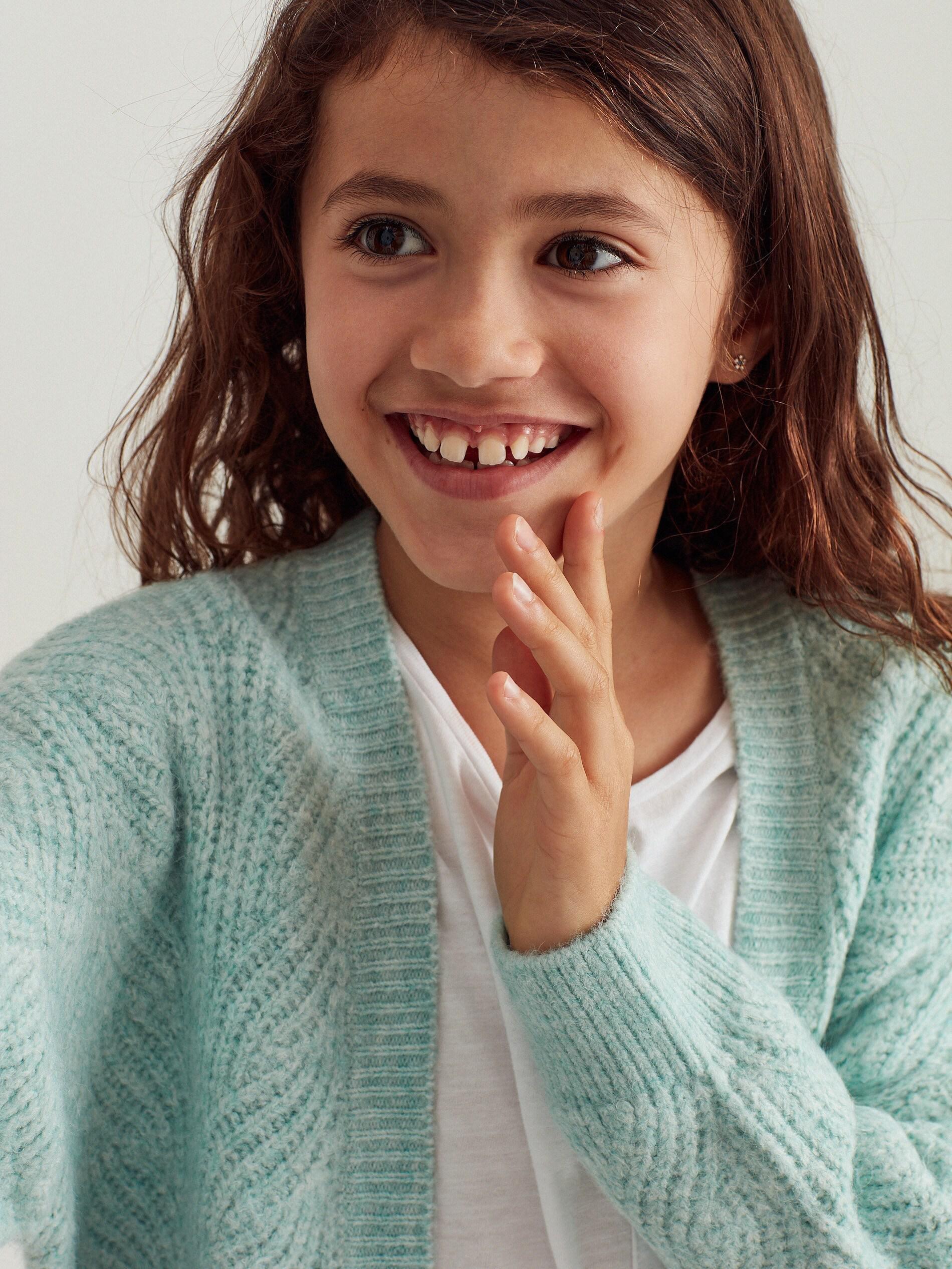 Light Turquoies Cardigan With A Decorative Weave, Kids Girl, , large image number 3