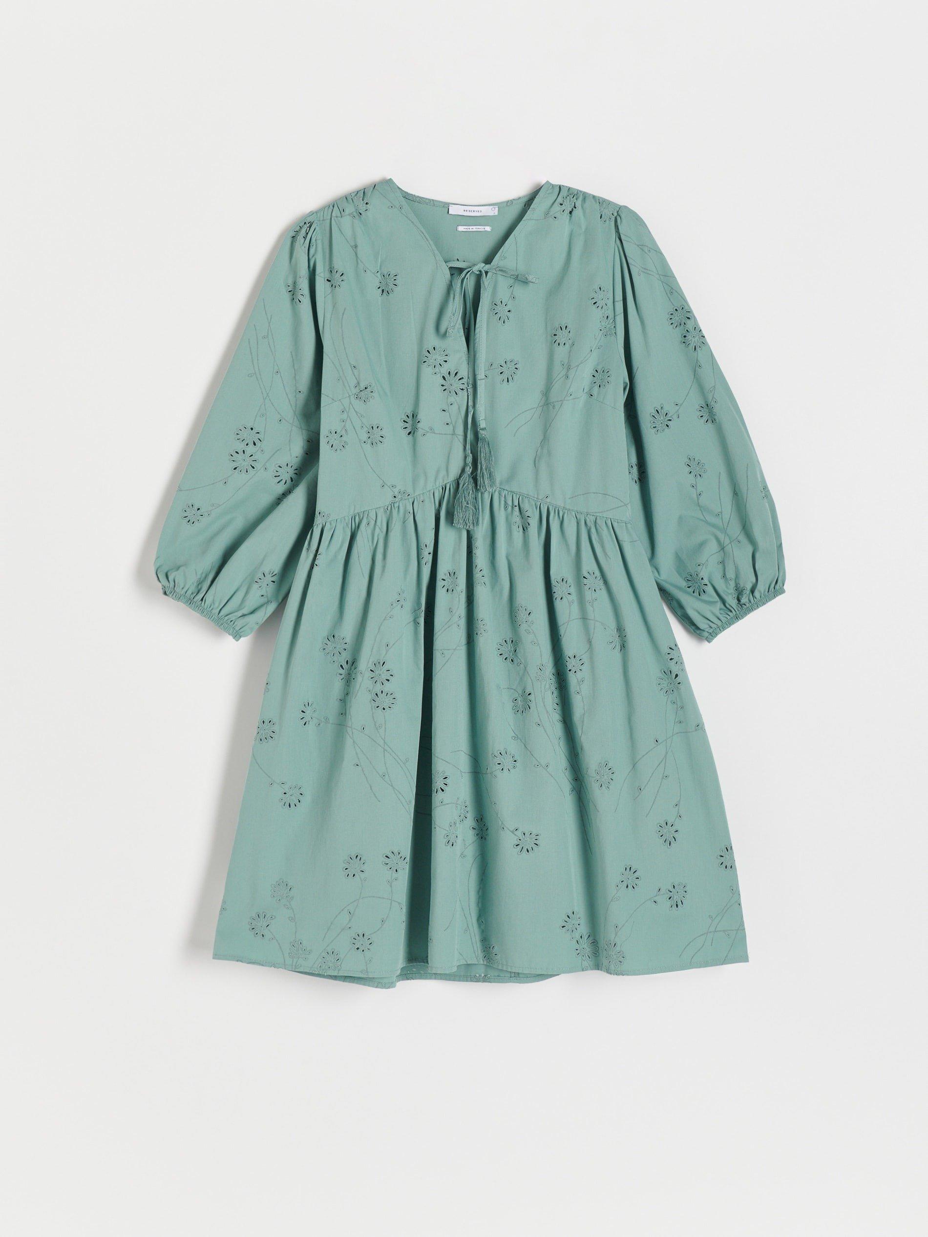 Green Openwork Pattern Dress, , large image number 2