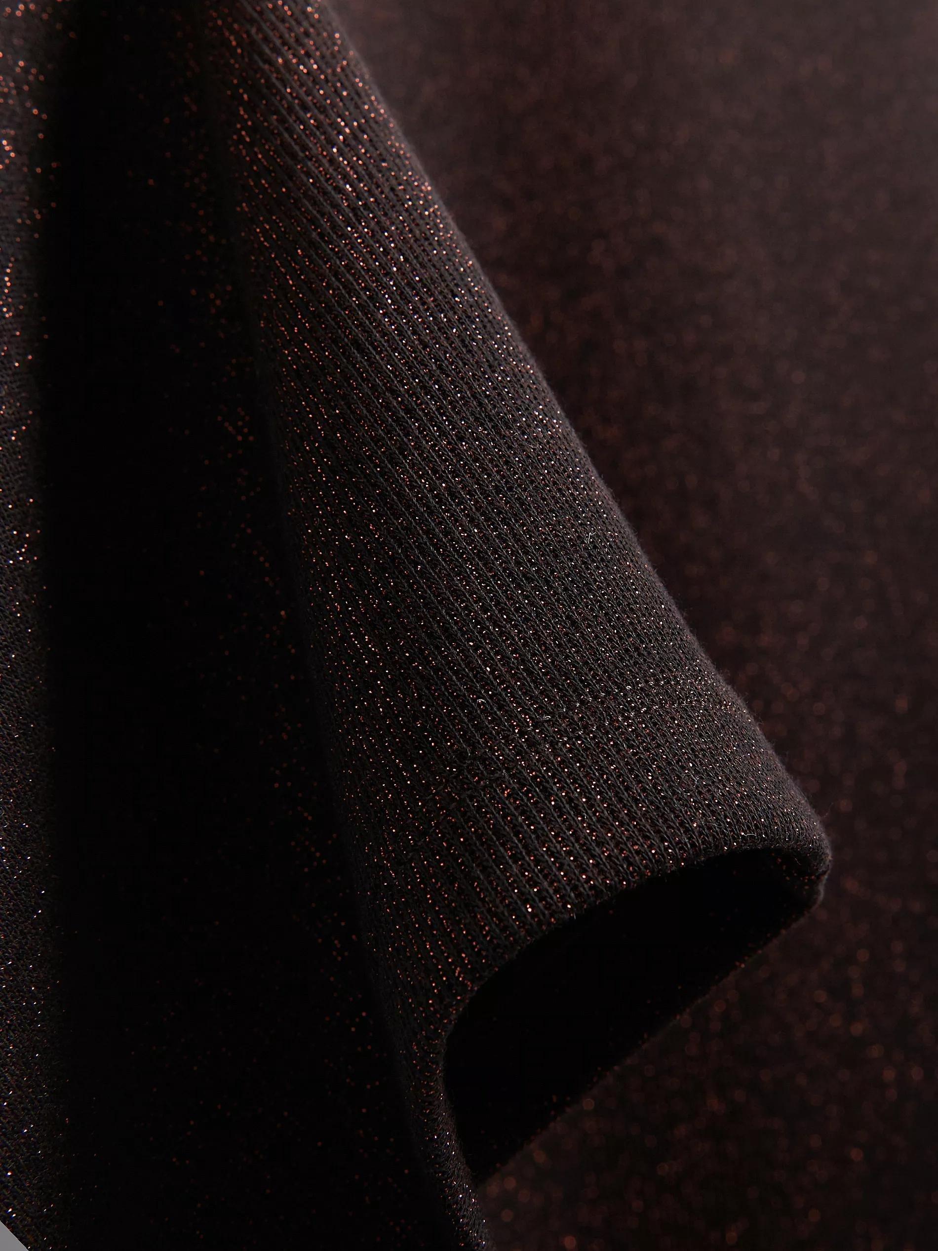 Brown Wide Leg Trousers With Metallised Yarn Blend, Brown, large image number 4