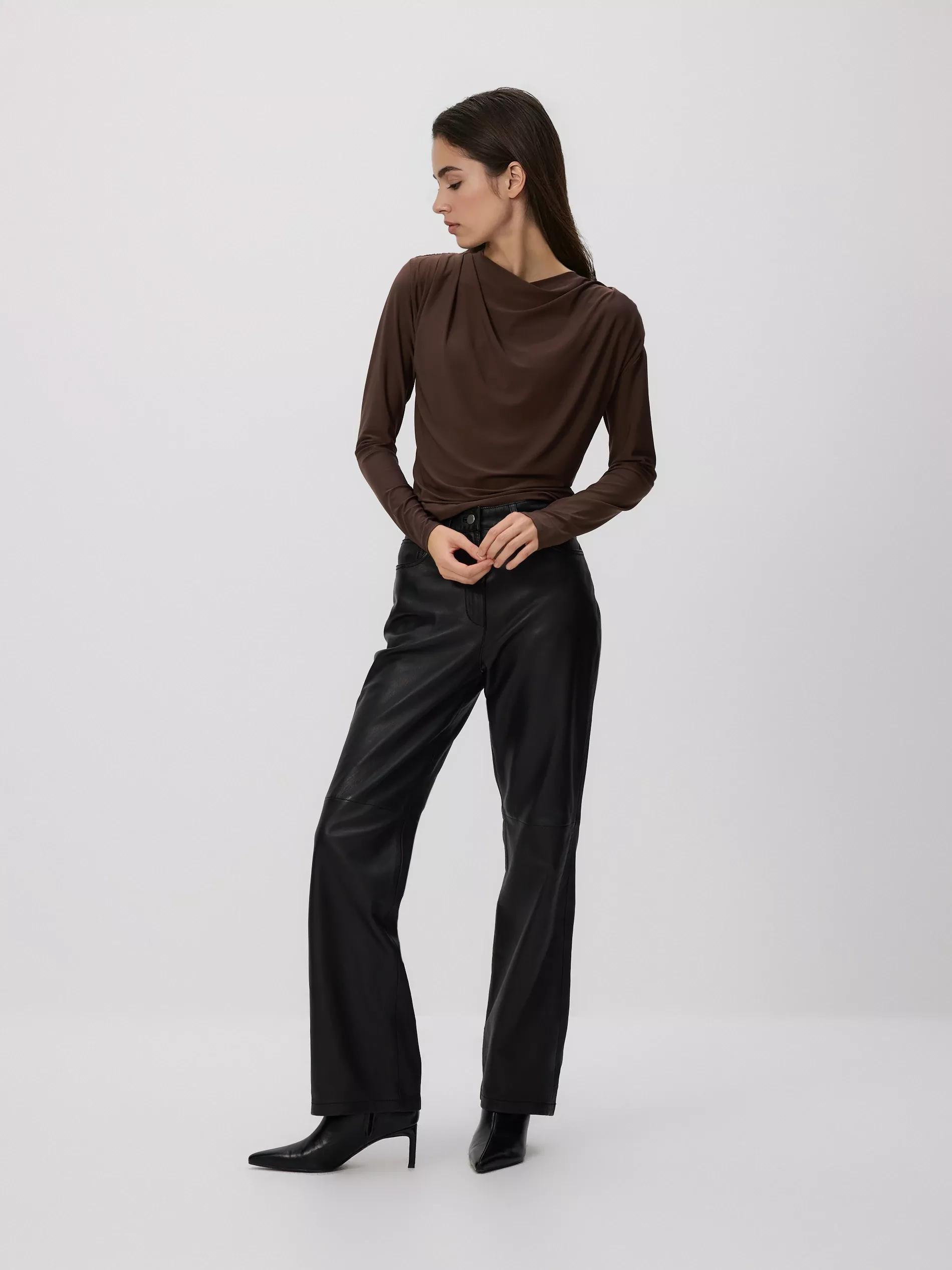 Brown Blouse With Shoulder Pads, Brown, large image number 0