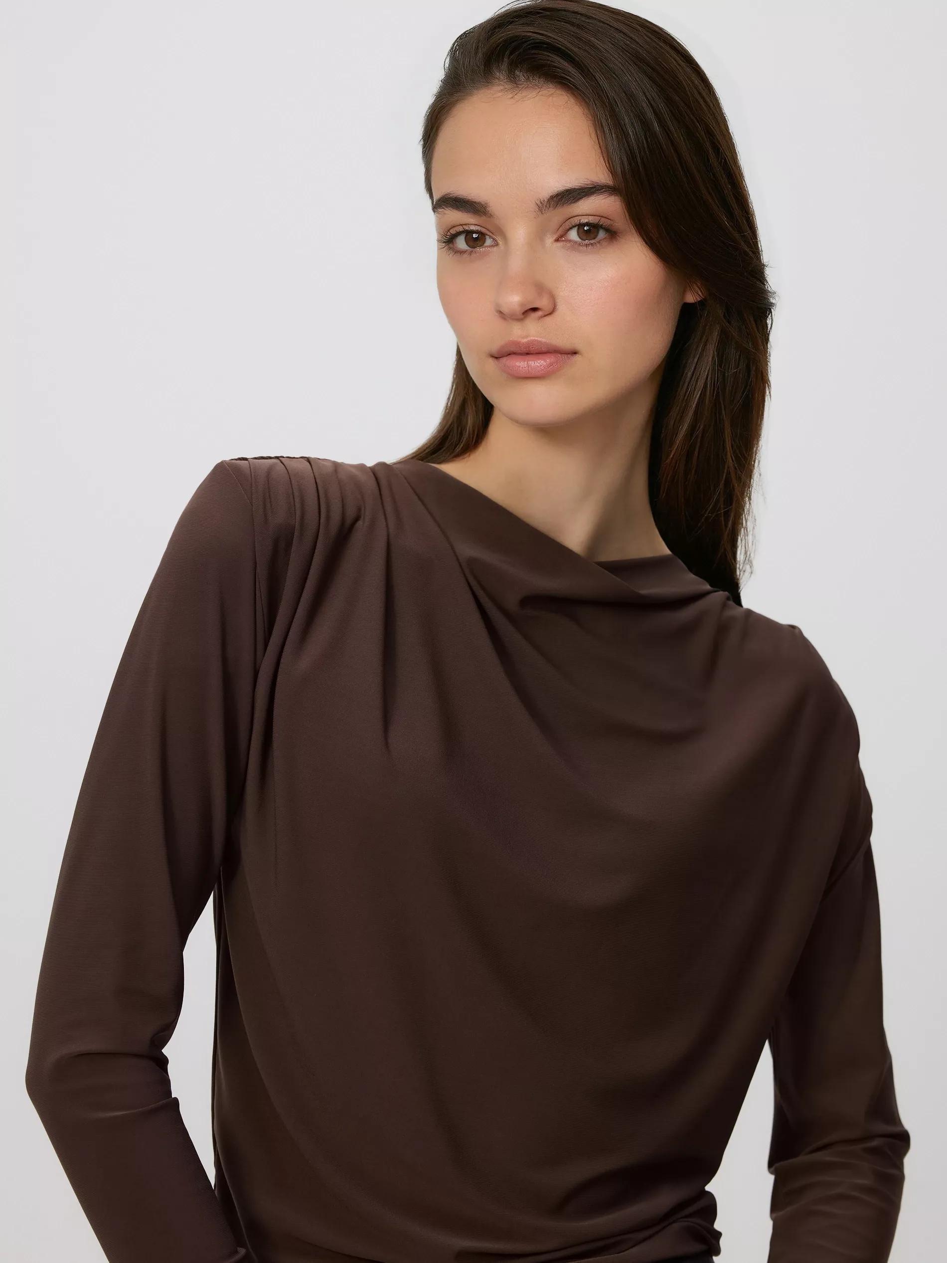 Brown Blouse With Shoulder Pads, Brown, large image number 2
