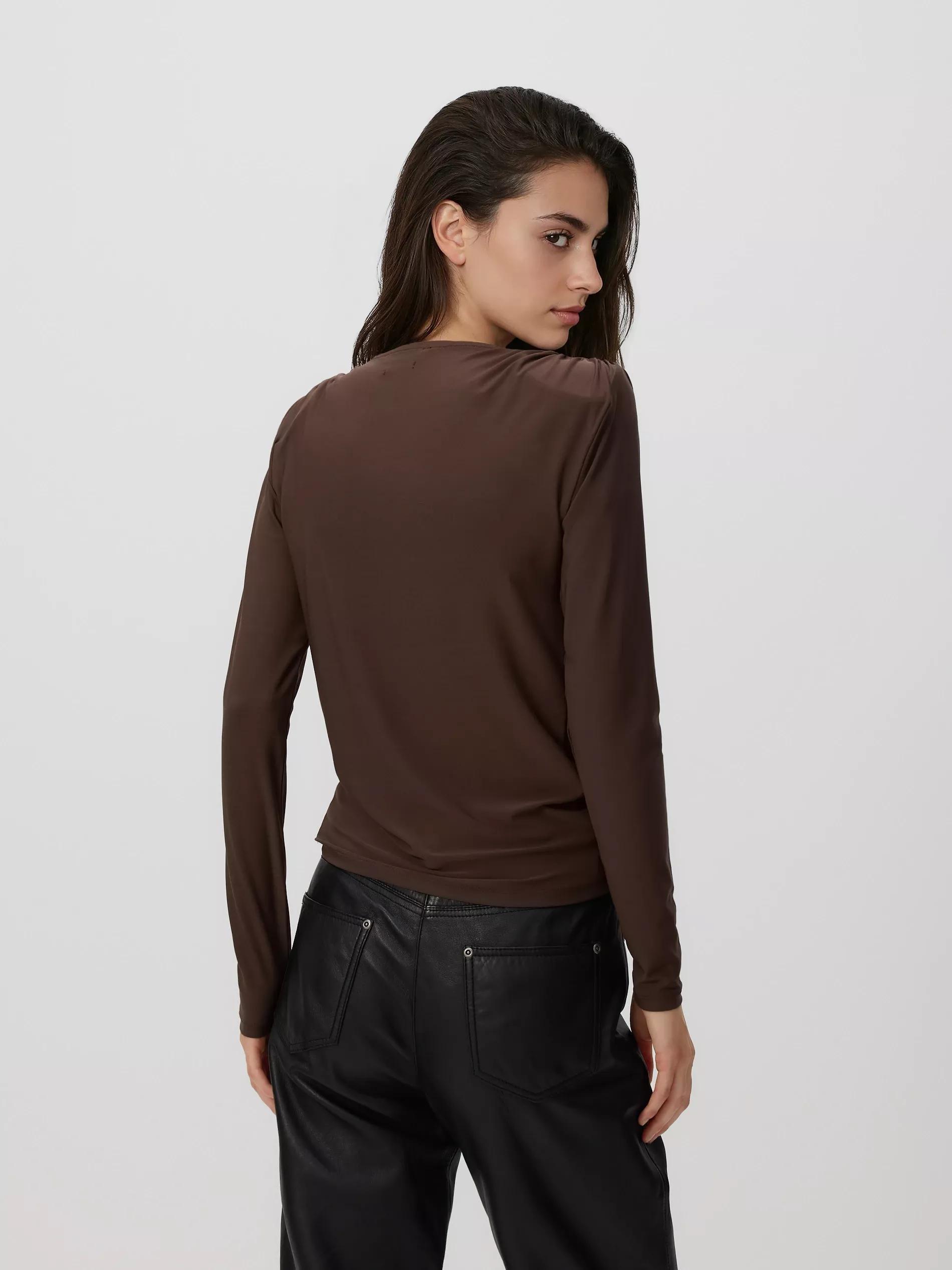 Brown Blouse With Shoulder Pads, Brown, large image number 3
