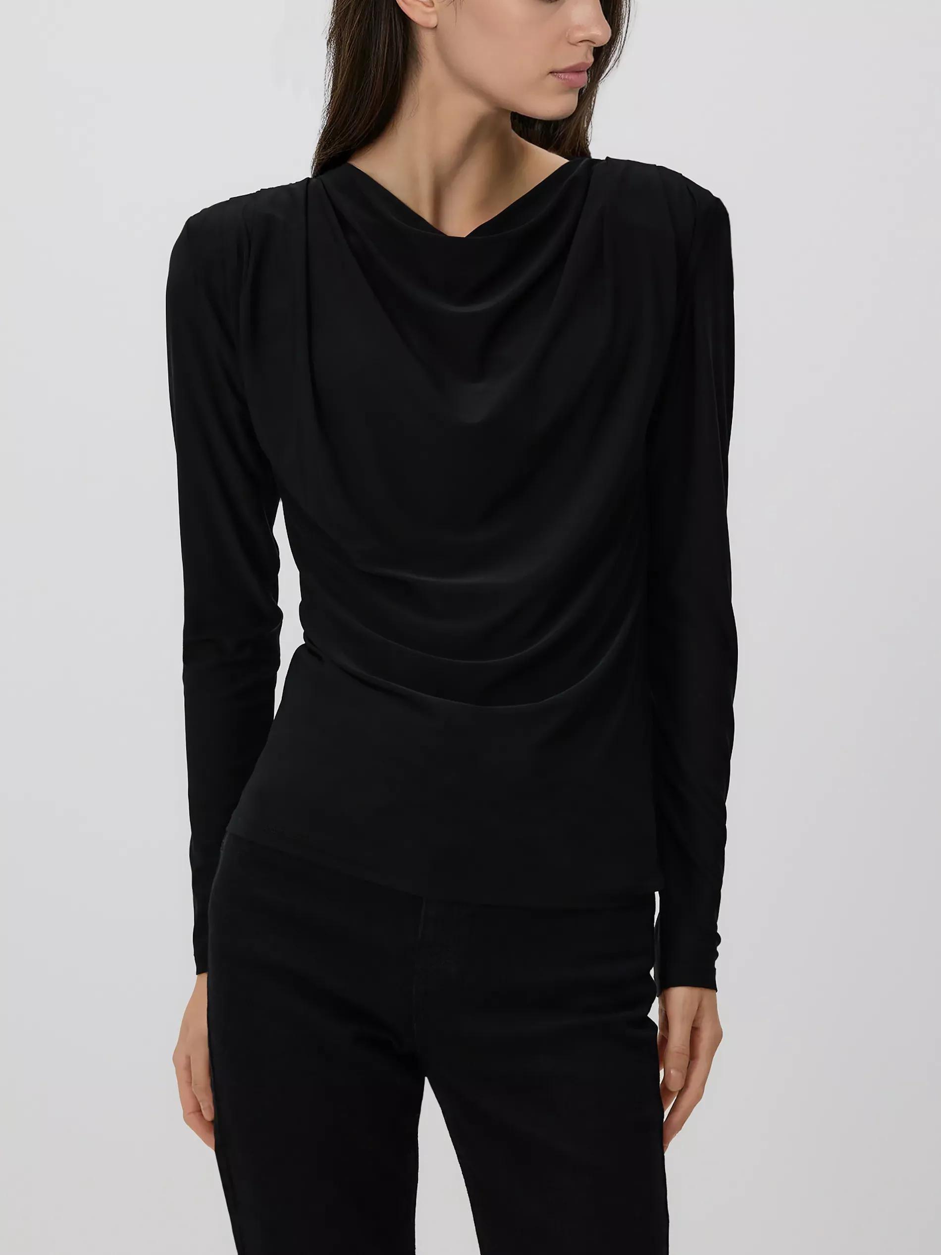 Black Blouse With Shoulder Pads, Black, large image number 0