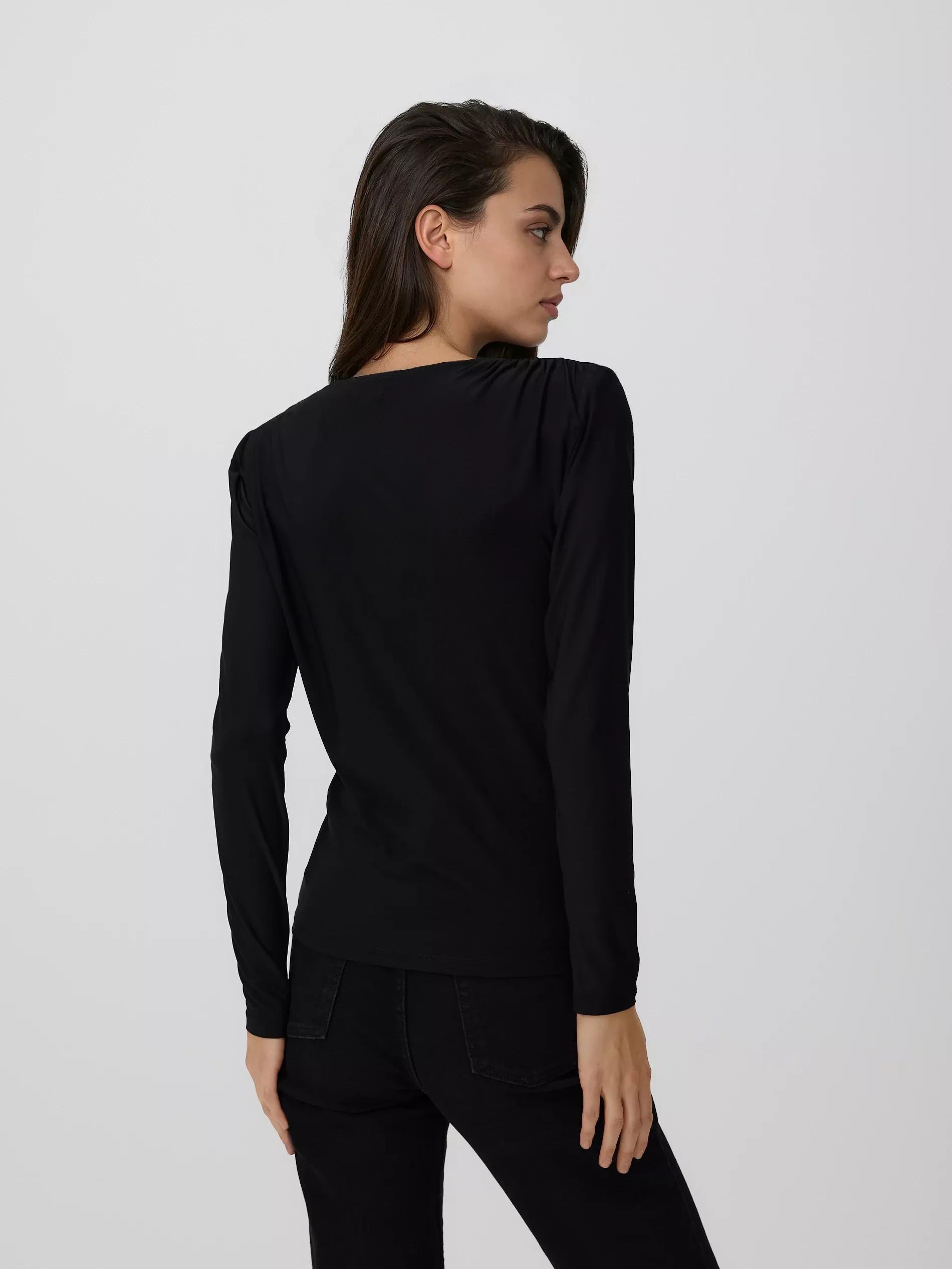 Black Blouse With Shoulder Pads, Black, large image number 2