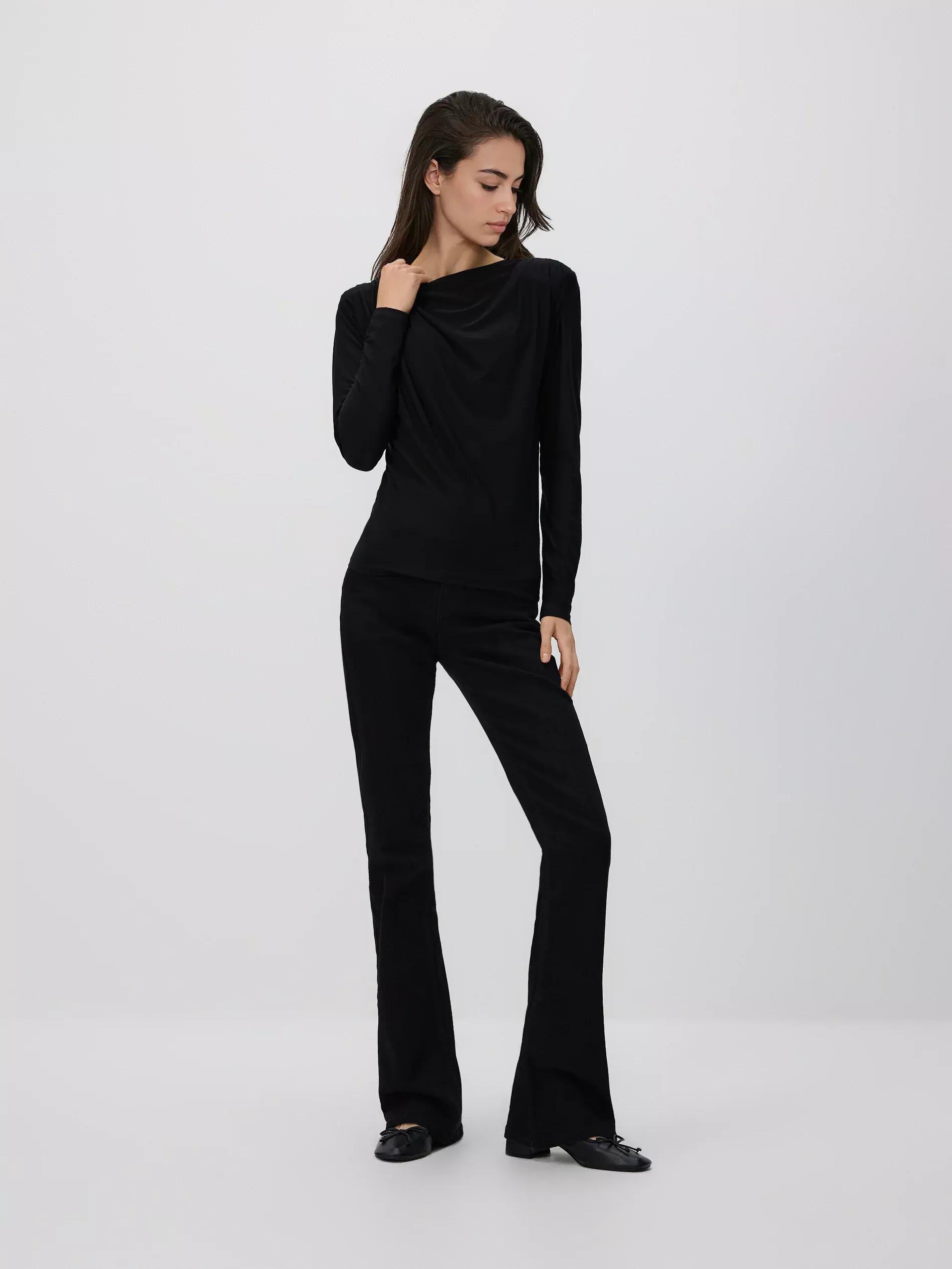 Black Blouse With Shoulder Pads, Black, large image number 3