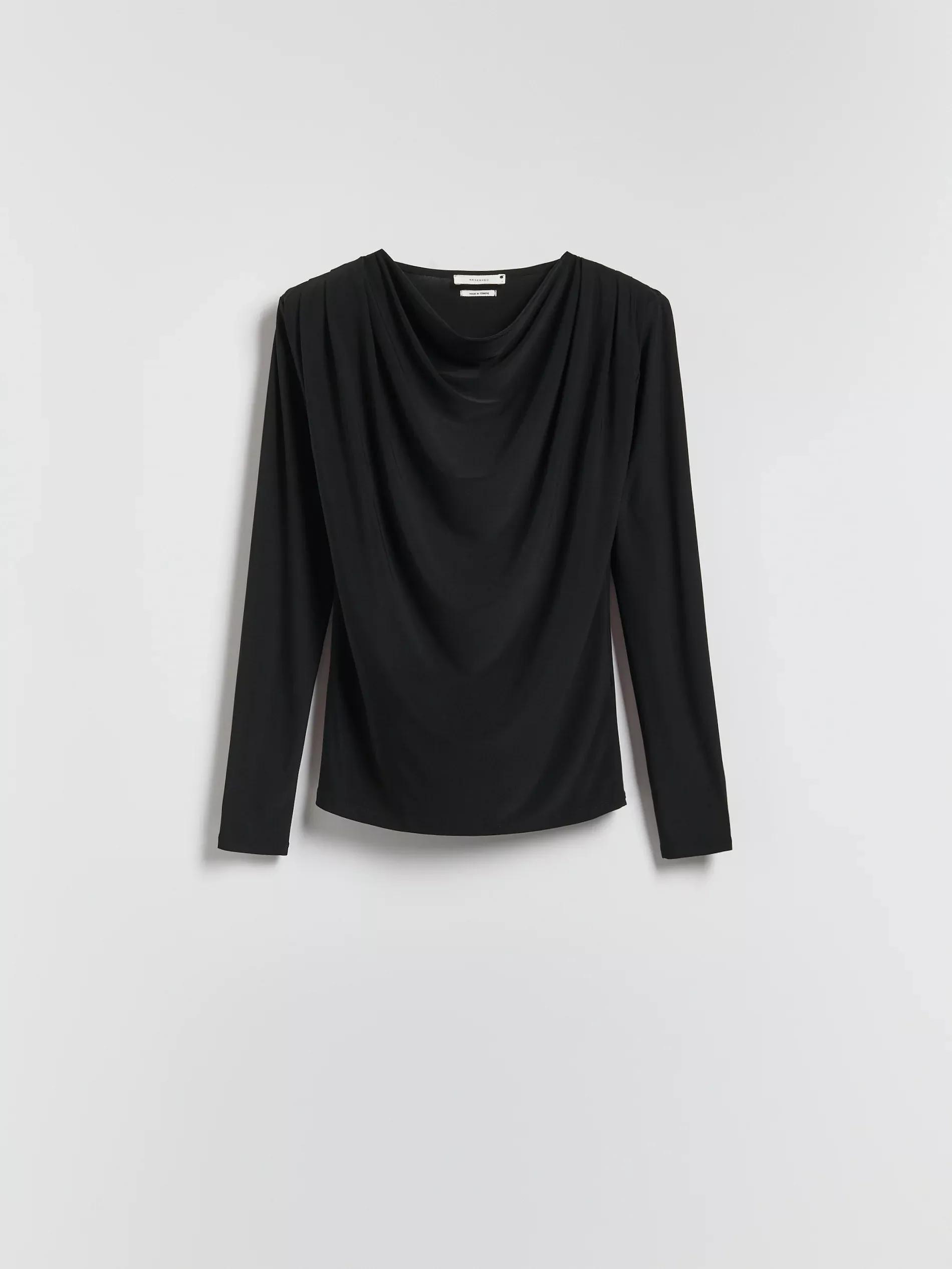 Black Blouse With Shoulder Pads, Black, large image number 4
