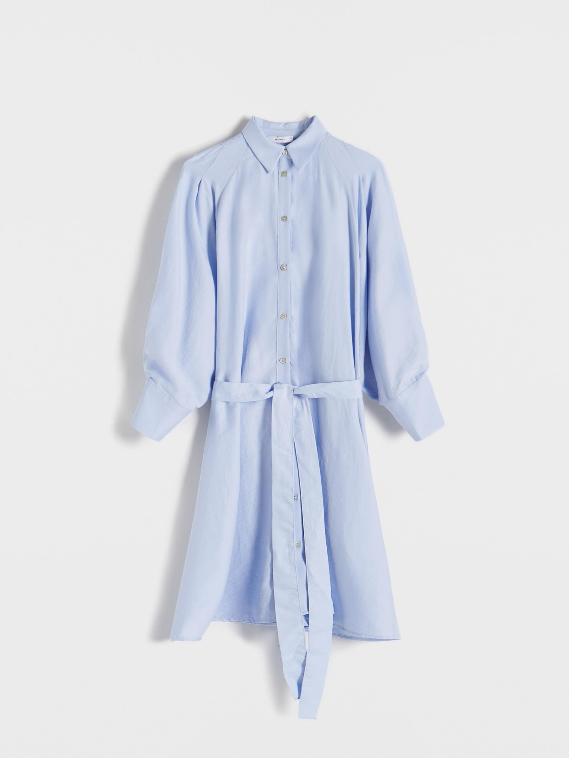 Blue Lyocell Blend Shirt Dress, , large image number 3