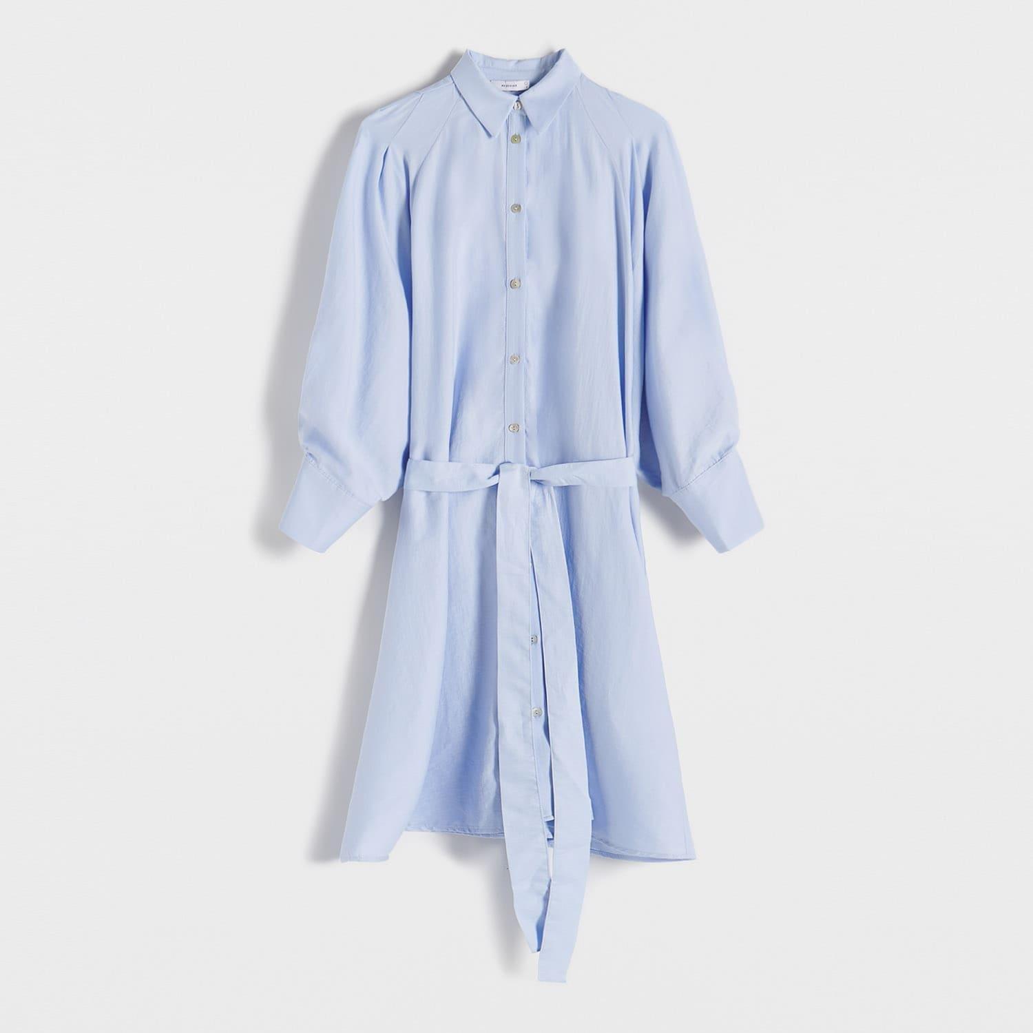 Blue Lyocell Blend Shirt Dress, , large image number 4