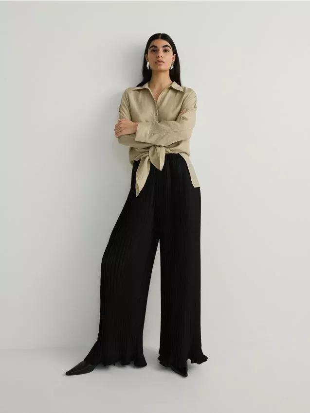 Black Pleated Trousers, , large image number 0