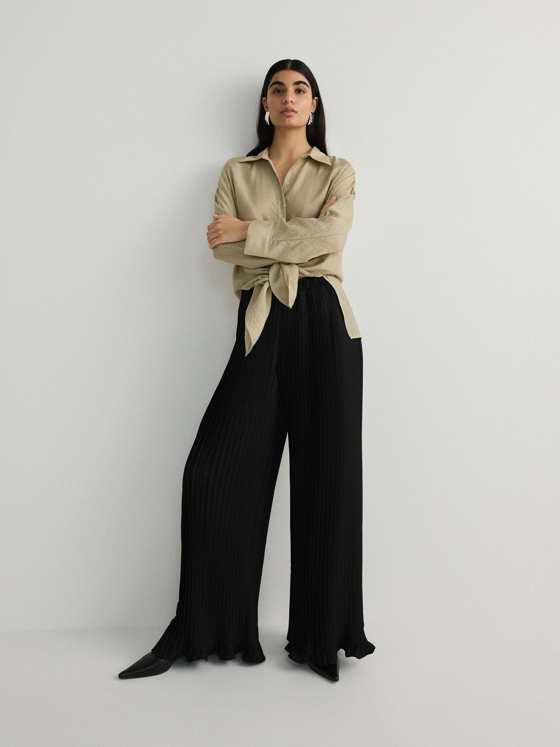 Black Pleated Trousers, , large image number 1