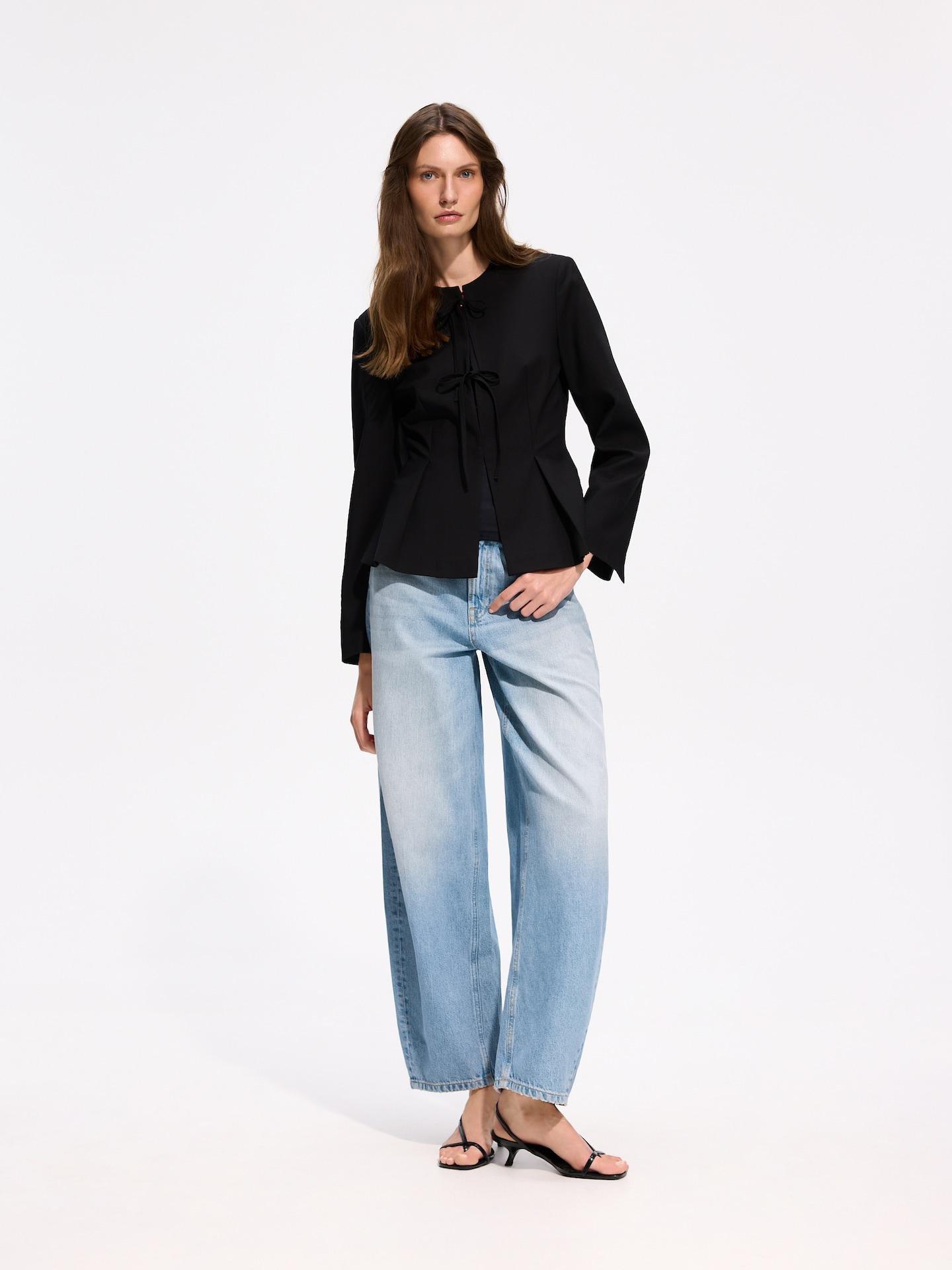 Black Blazer With Tie Detail, Black, medium