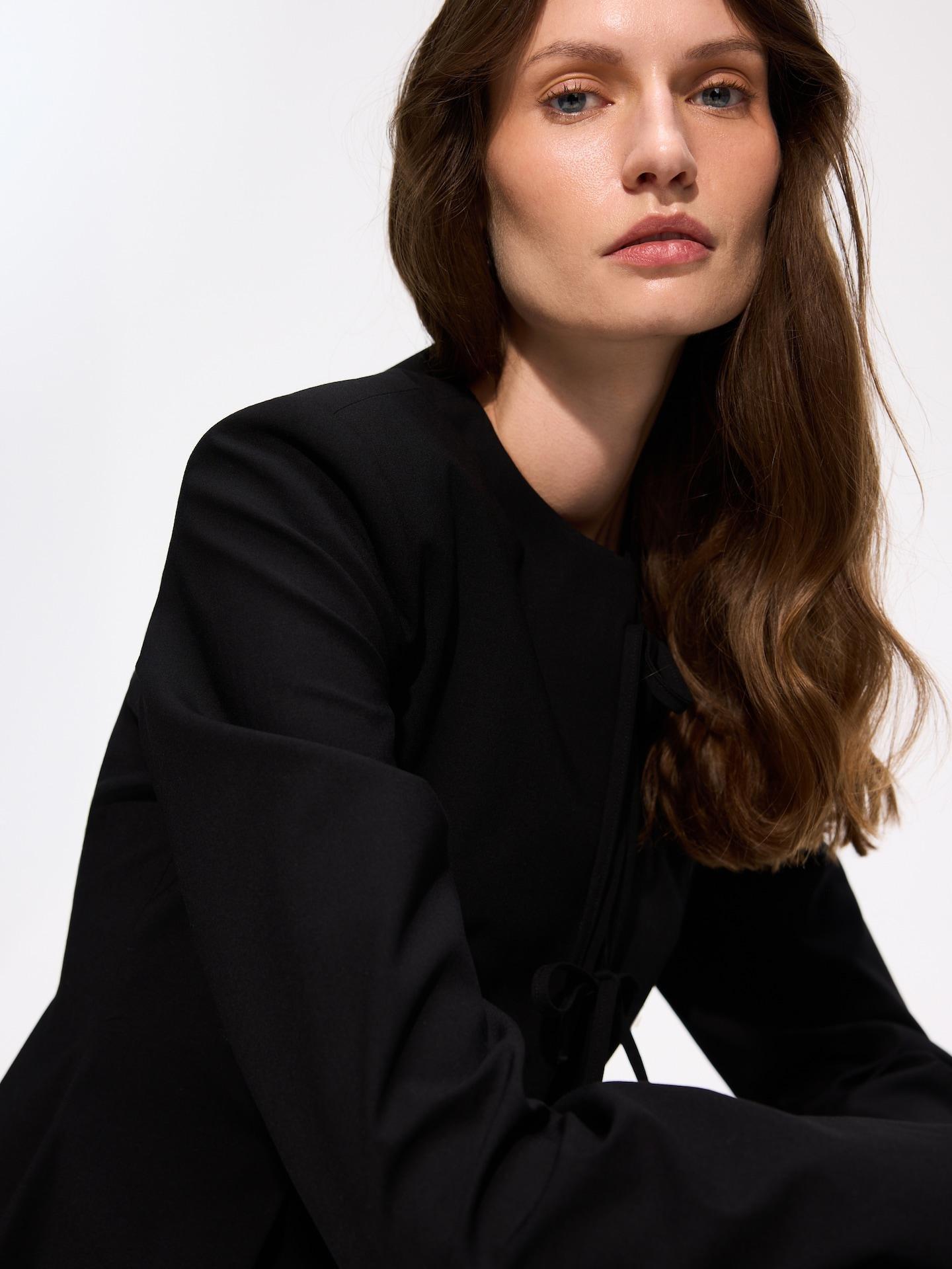 Black Blazer With Tie Detail, Black, medium