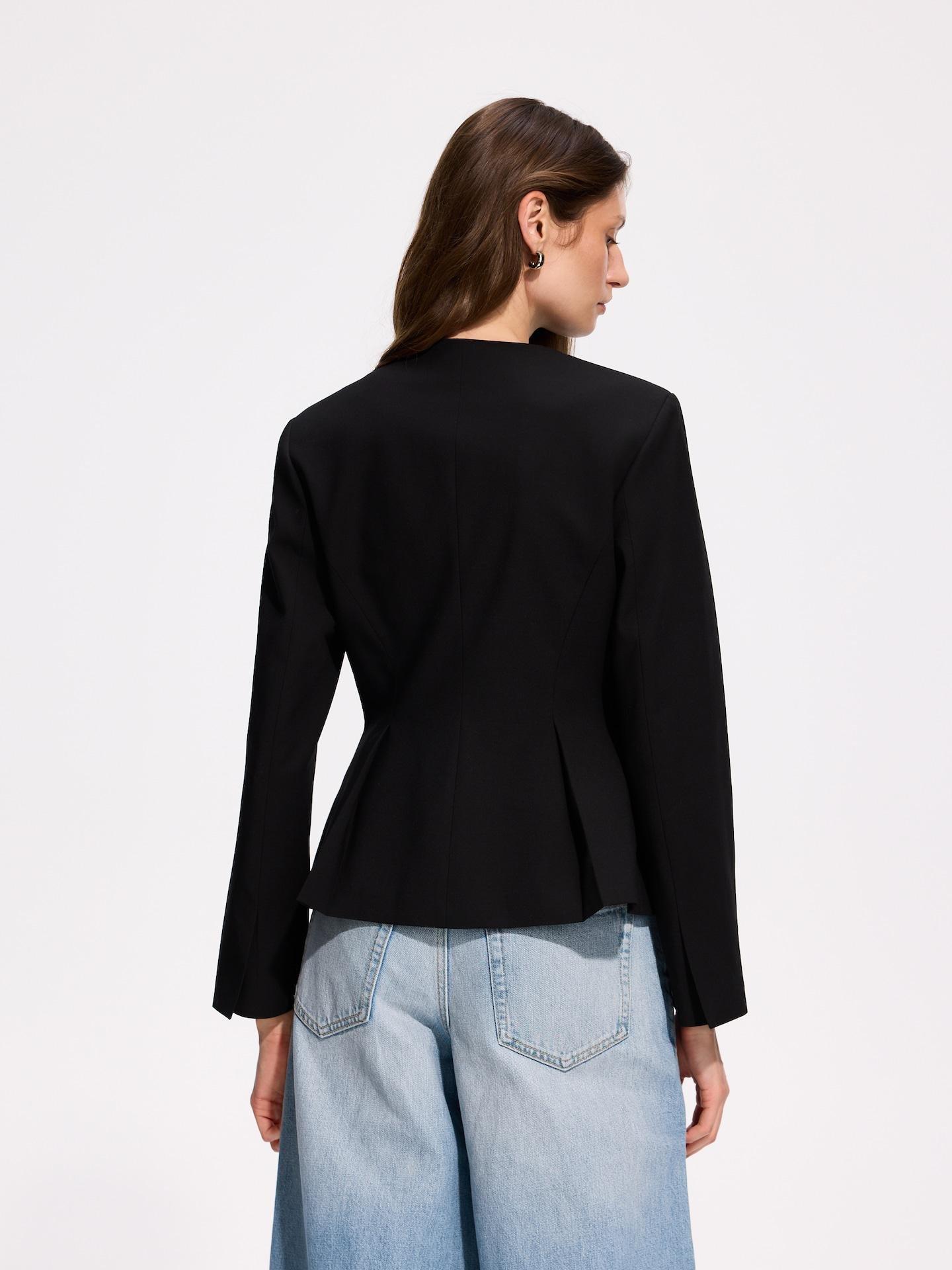Black Blazer With Tie Detail, Black, large image number 3