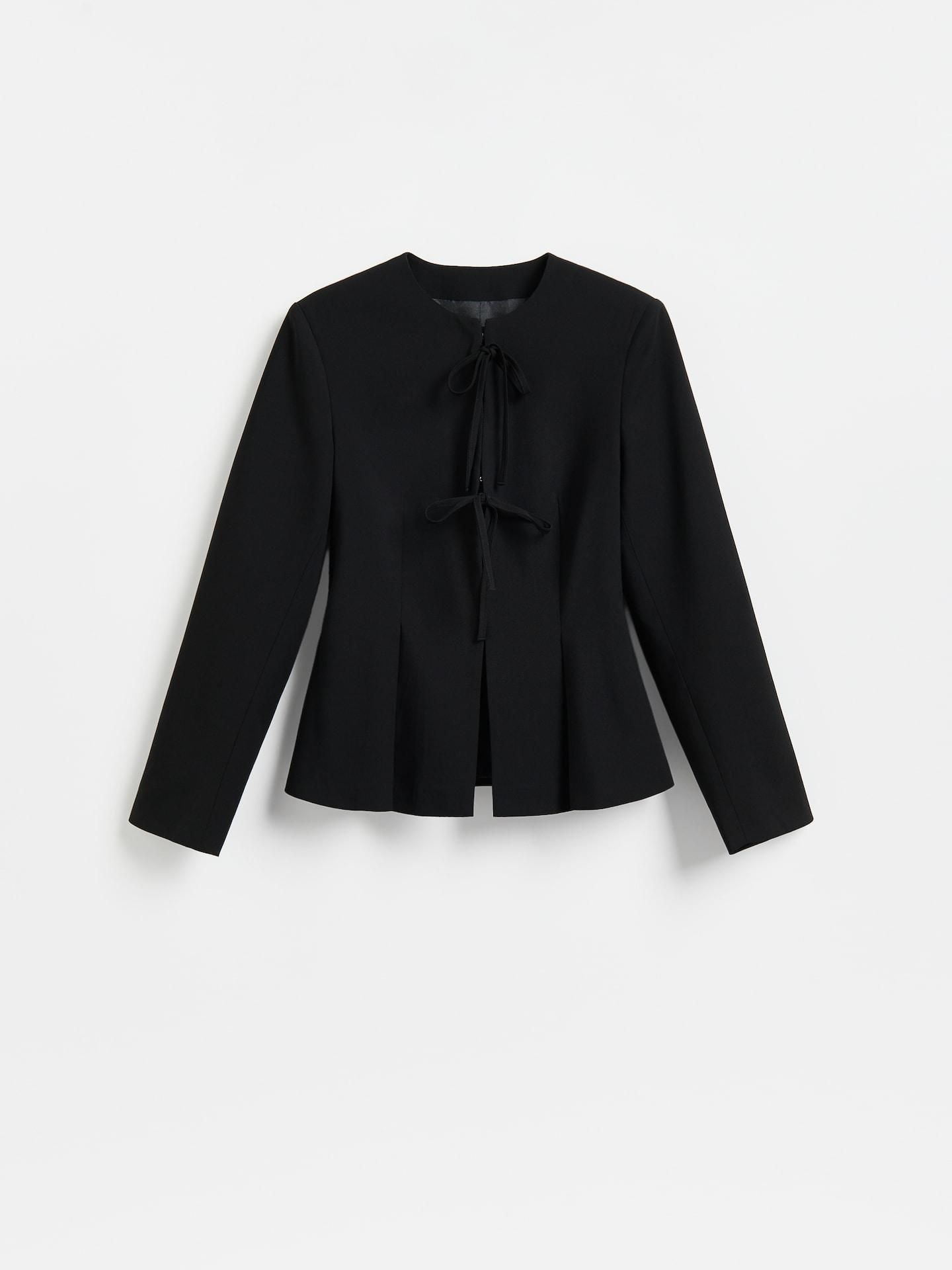 Black Blazer With Tie Detail, Black, large image number 4
