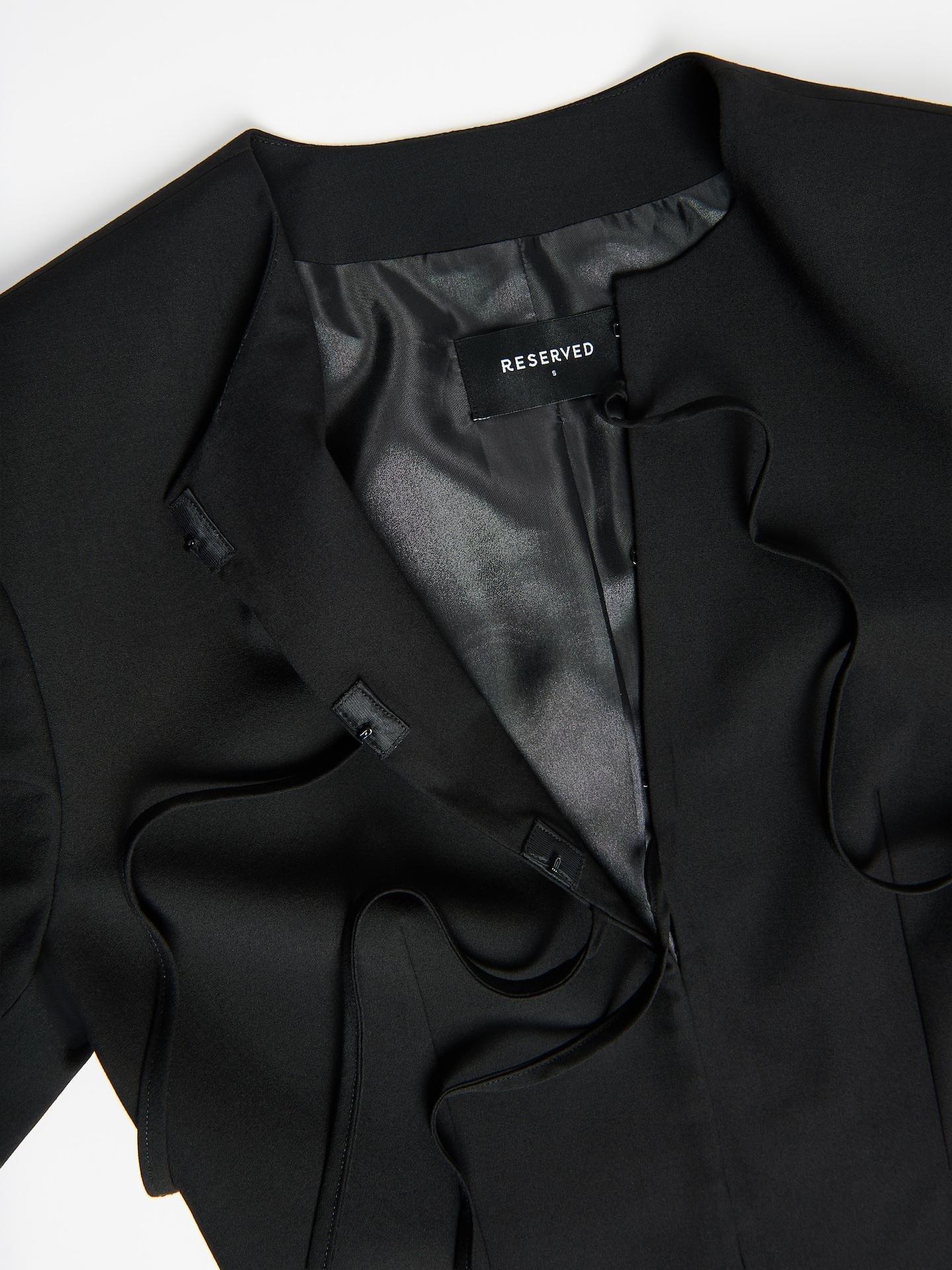 Black Blazer With Tie Detail, Black, large image number 5