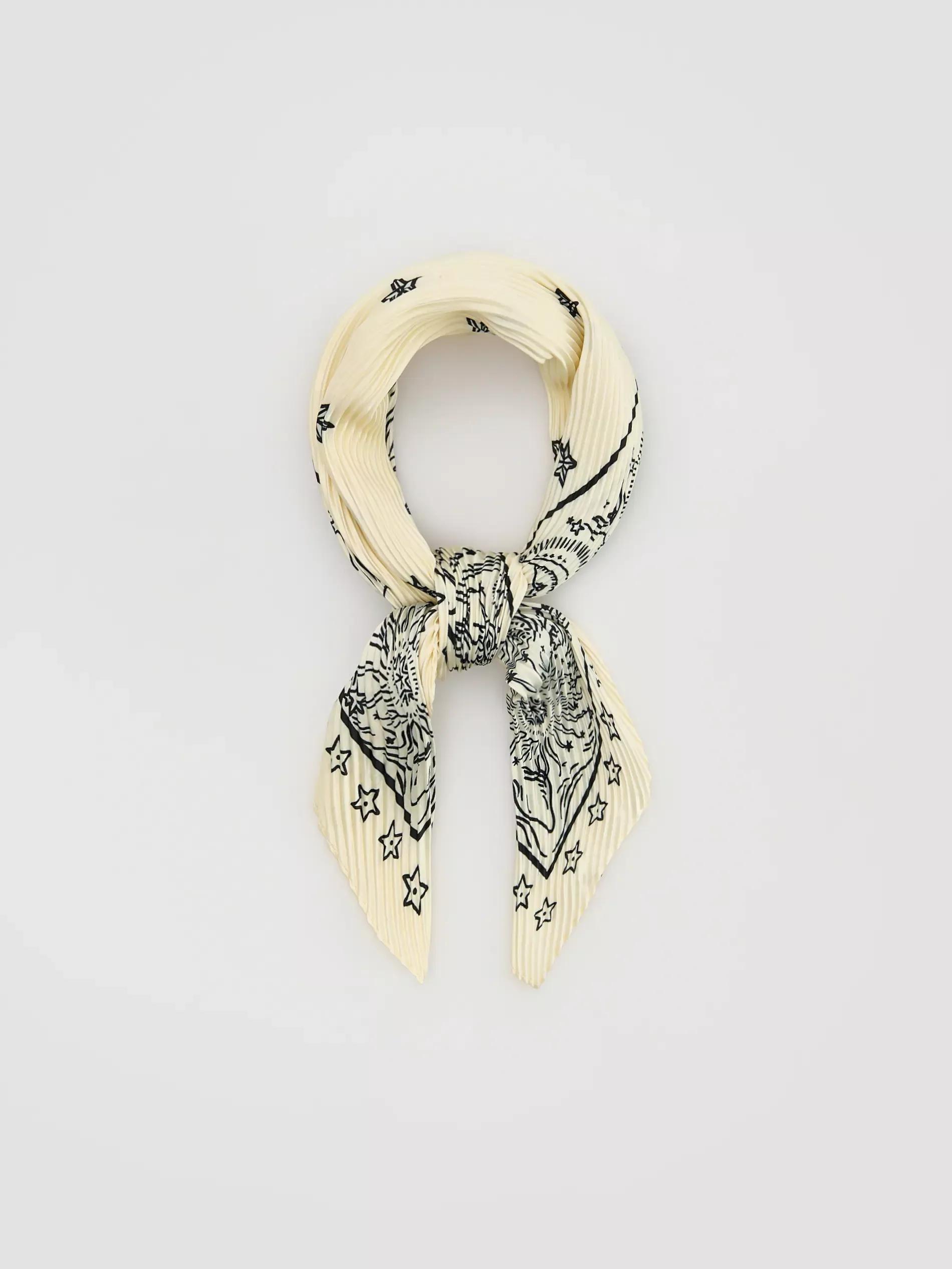 Cream Patterned Neckerchief, Ivory, large image number 0