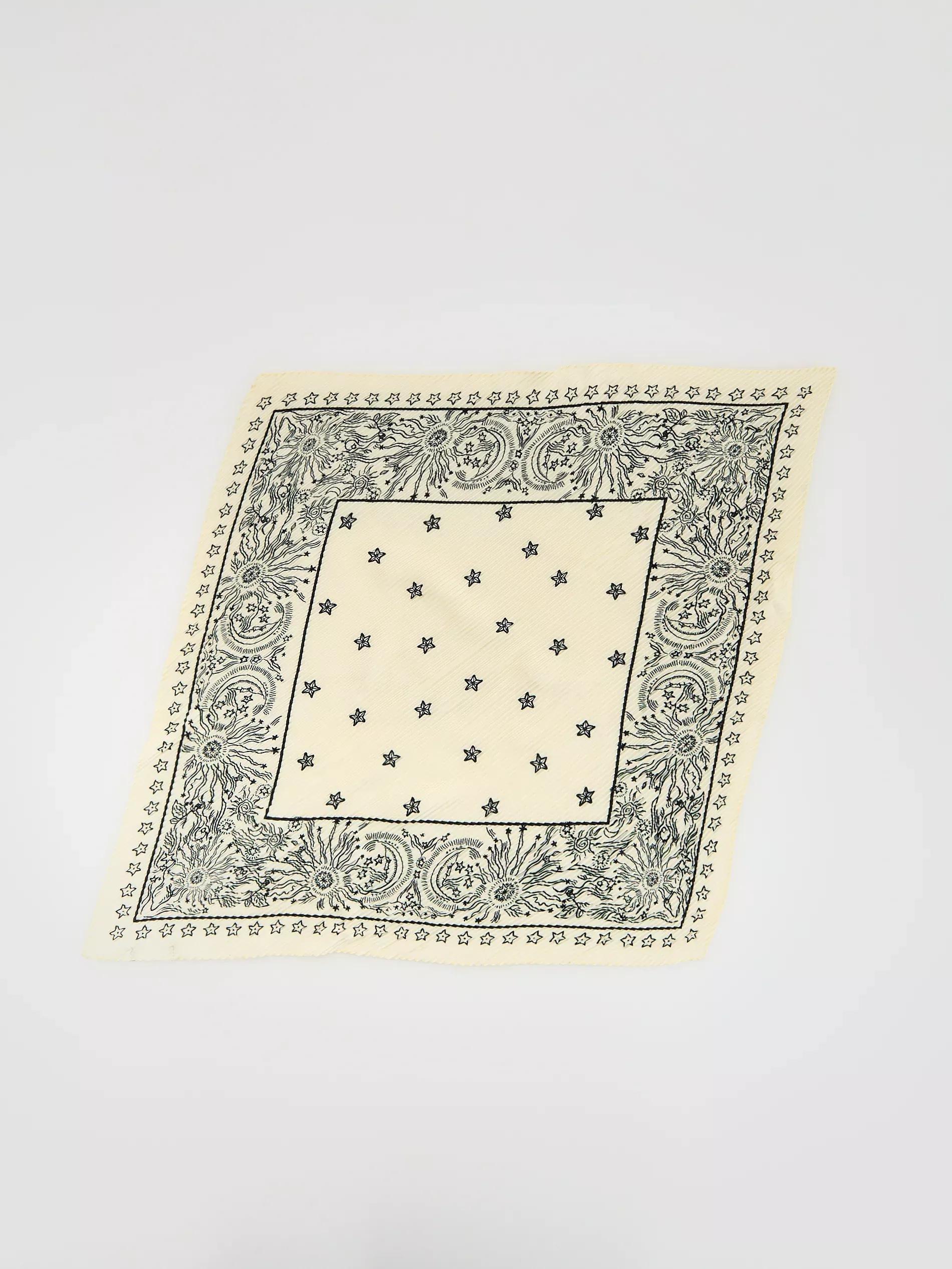 Cream Patterned Neckerchief, Ivory, large image number 1