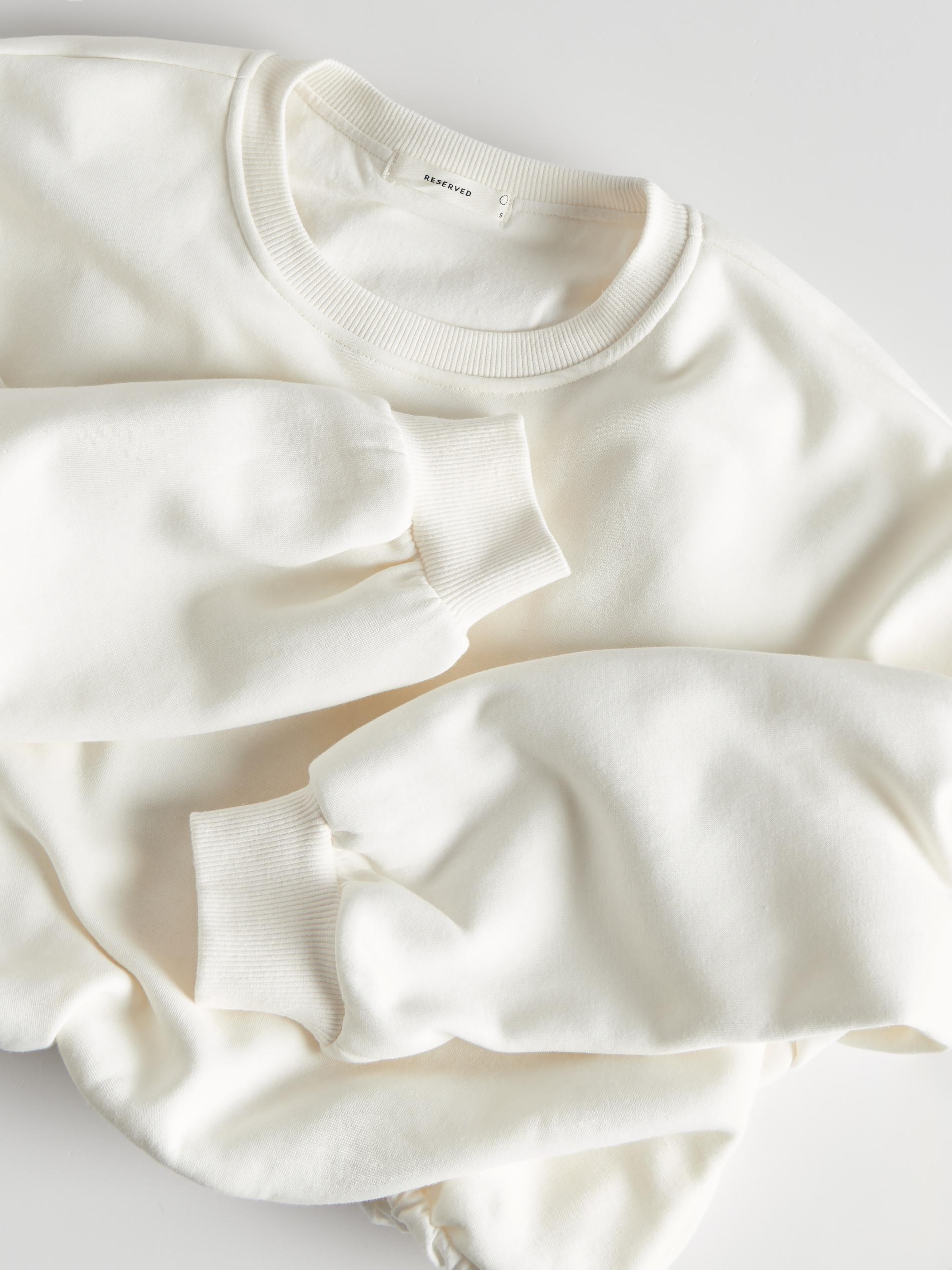 White Cropped Sweatshirt, , large image number 5