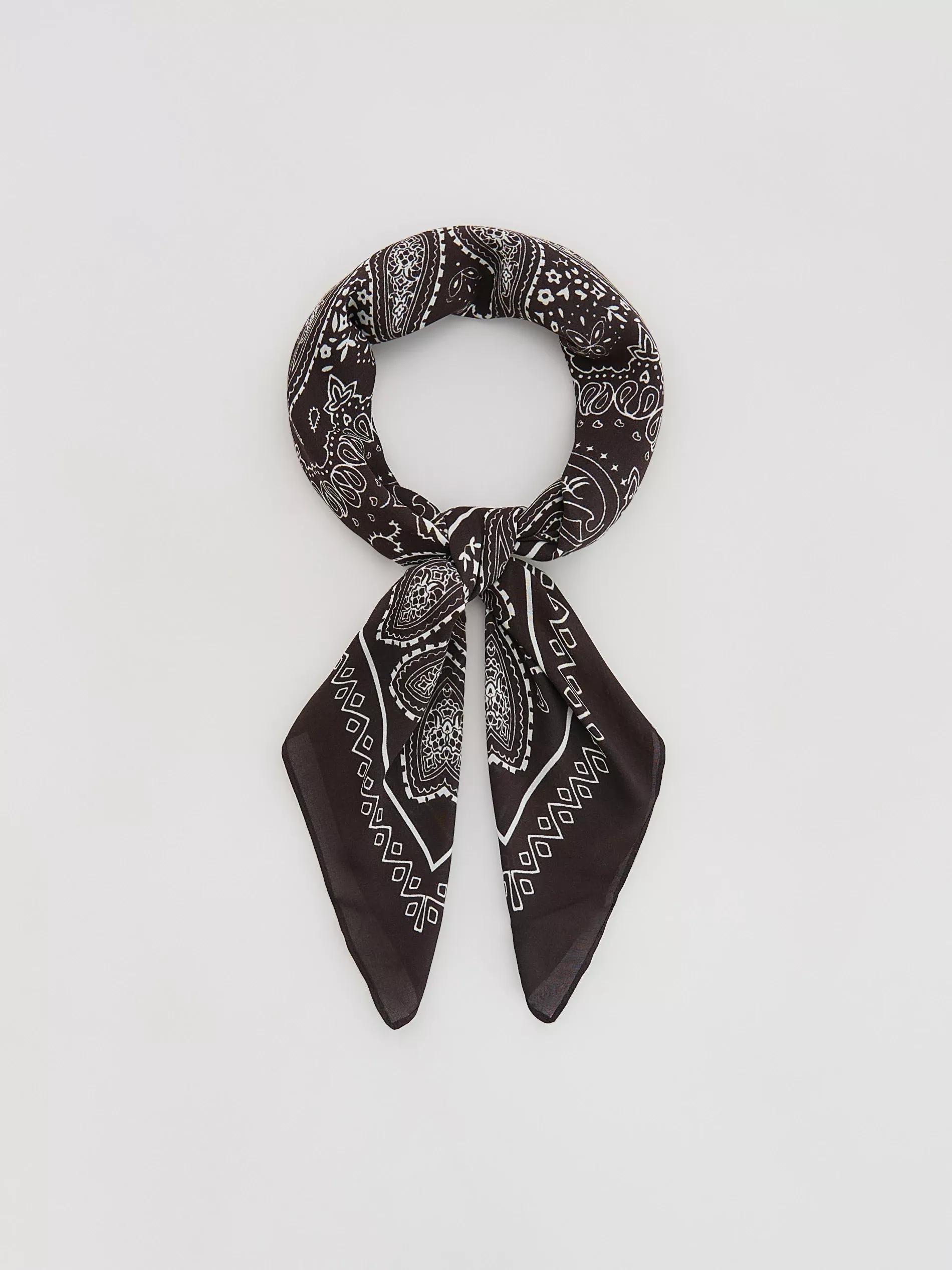 Brown Patterned Neckerchief, Brown, large image number 0