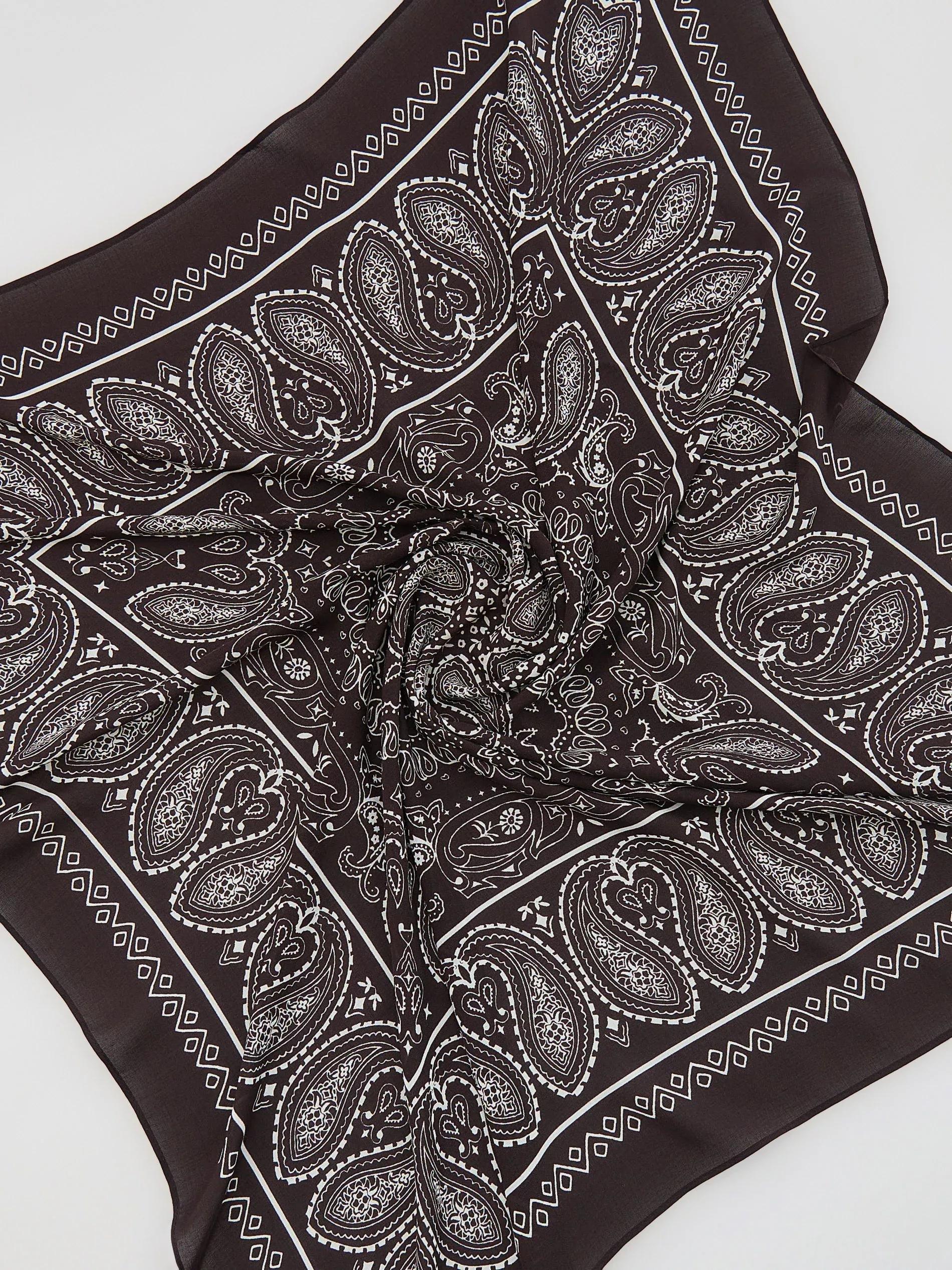 Brown Patterned Neckerchief, Brown, large image number 1