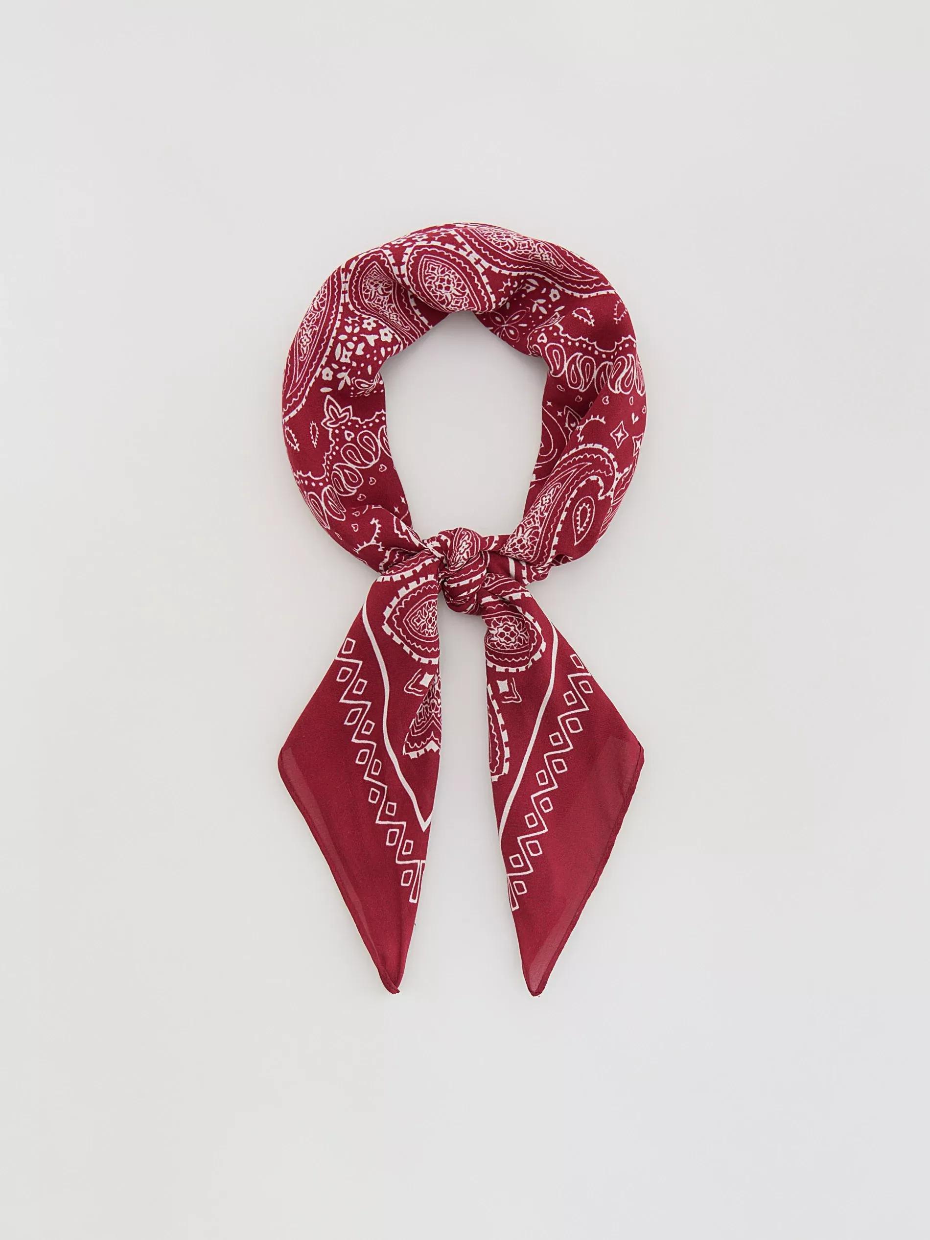 Maroon Patterned Neckerchief, Burgundy, large image number 0