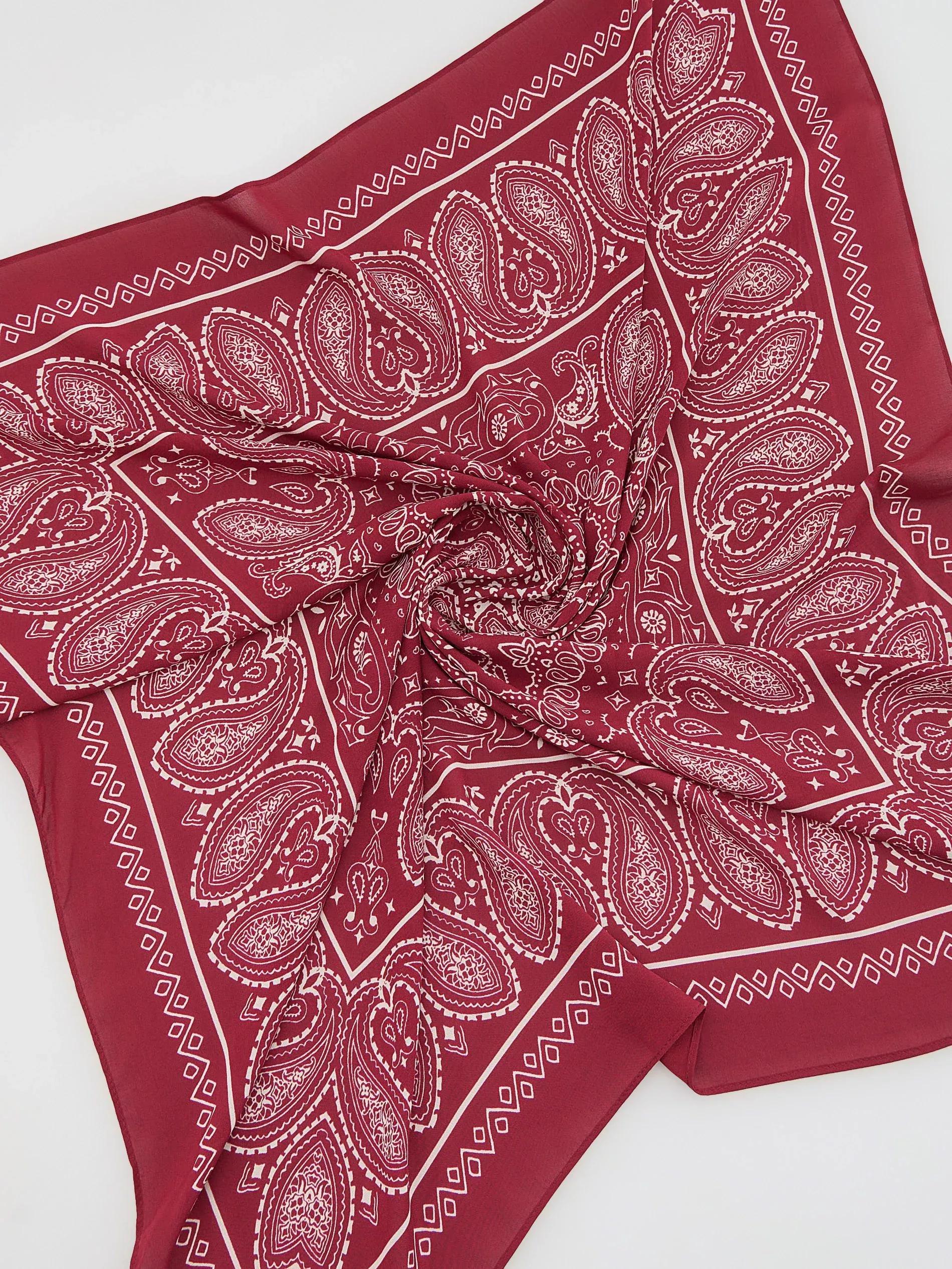 Maroon Patterned Neckerchief, Burgundy, large image number 1