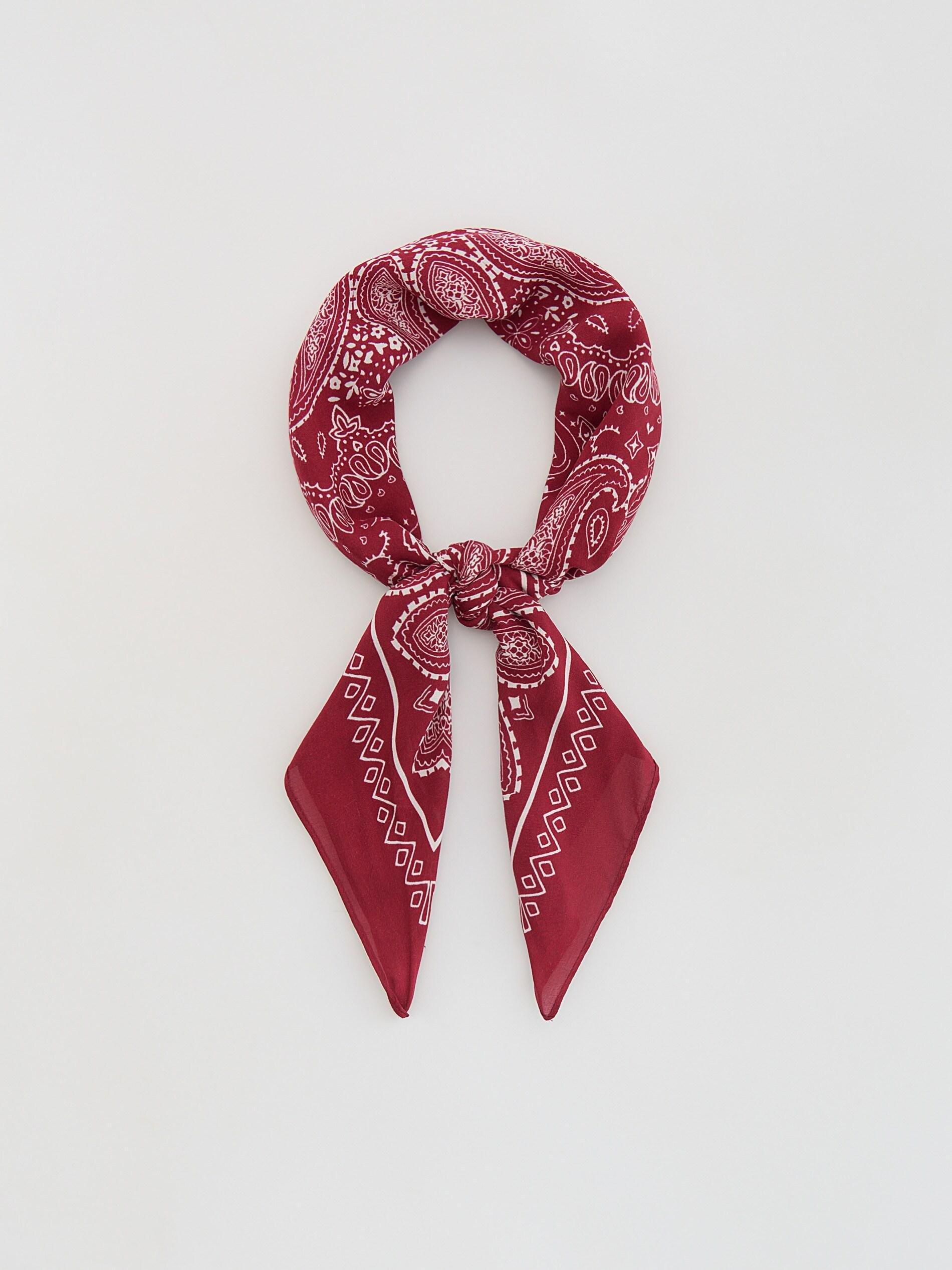 Maroon Patterned Neckerchief, Burgundy, medium