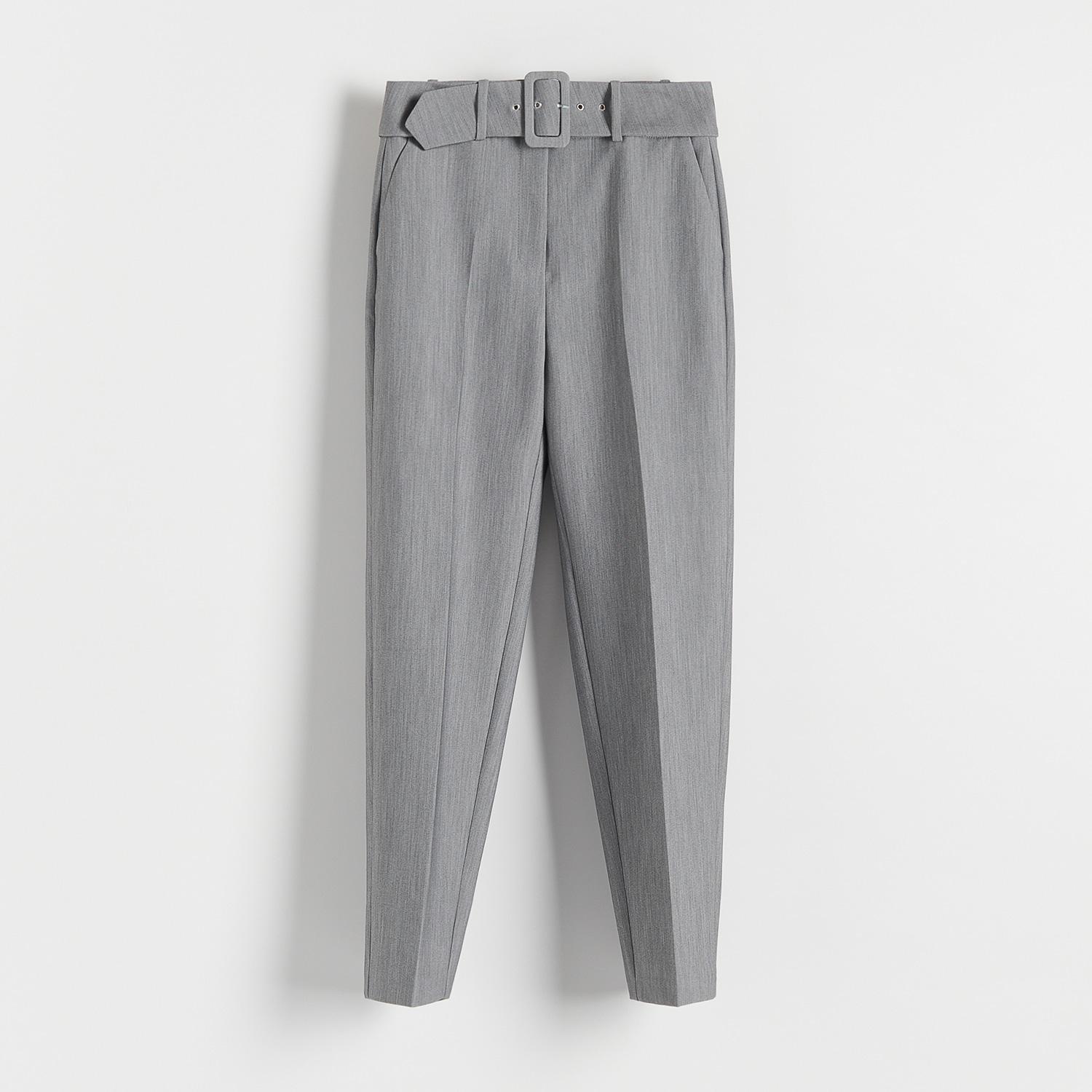 Grey Trousers With Tie Waist Belt, , large image number 0